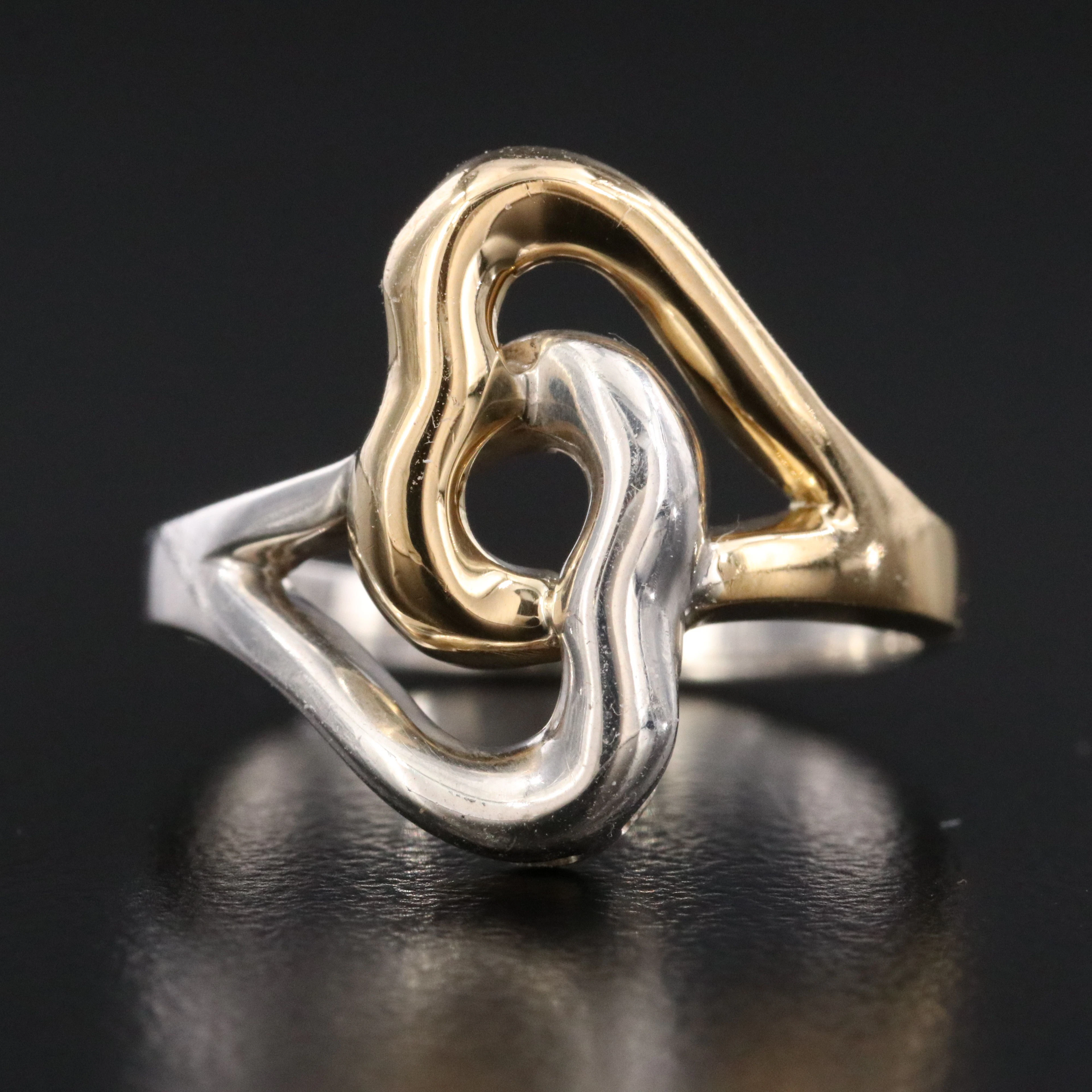 Tiffany & Co. 18K and Sterling Interlocking Heart Ring