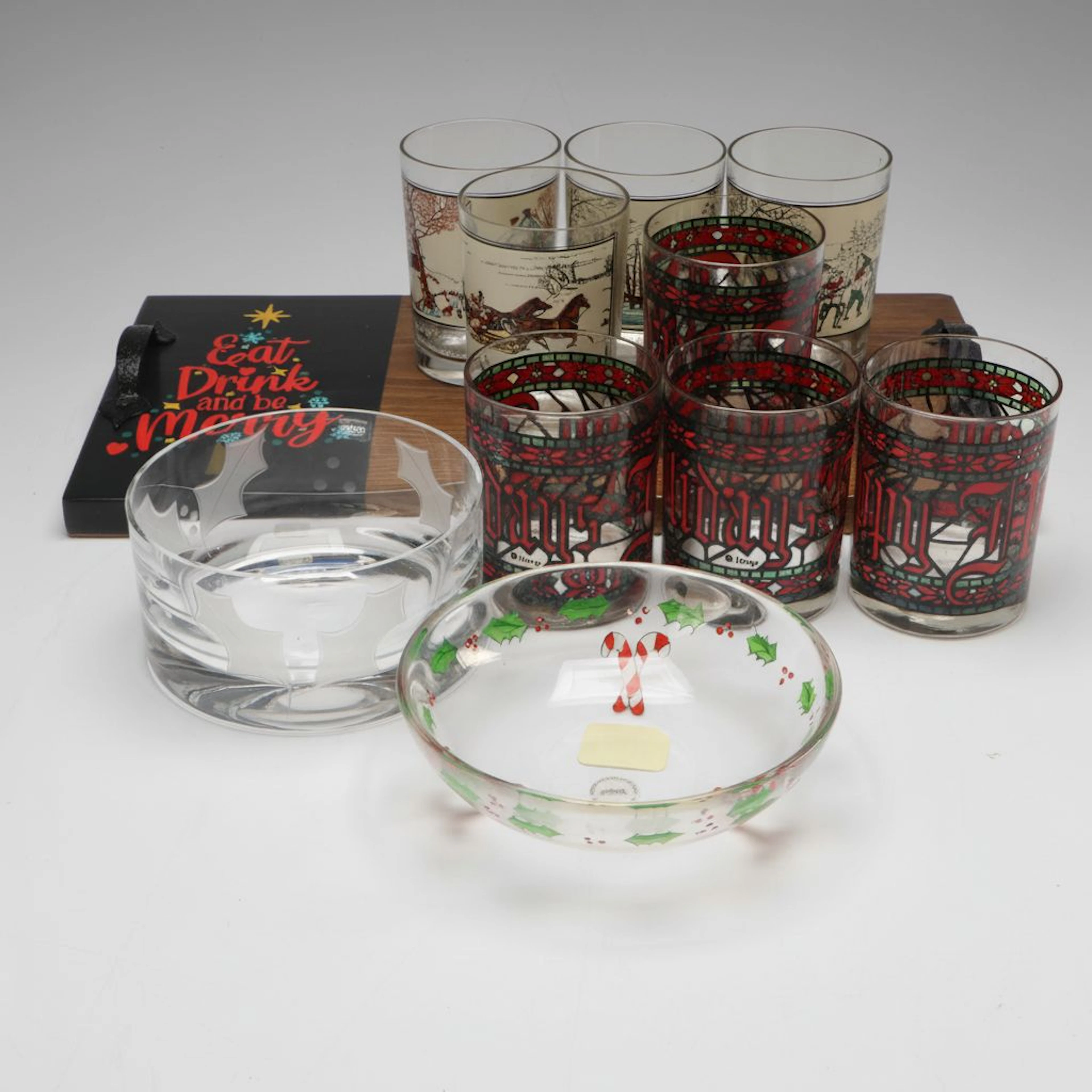 Gorham "Winter Follies" Candy Dish with Krosno Glass and More Holiday Tableware