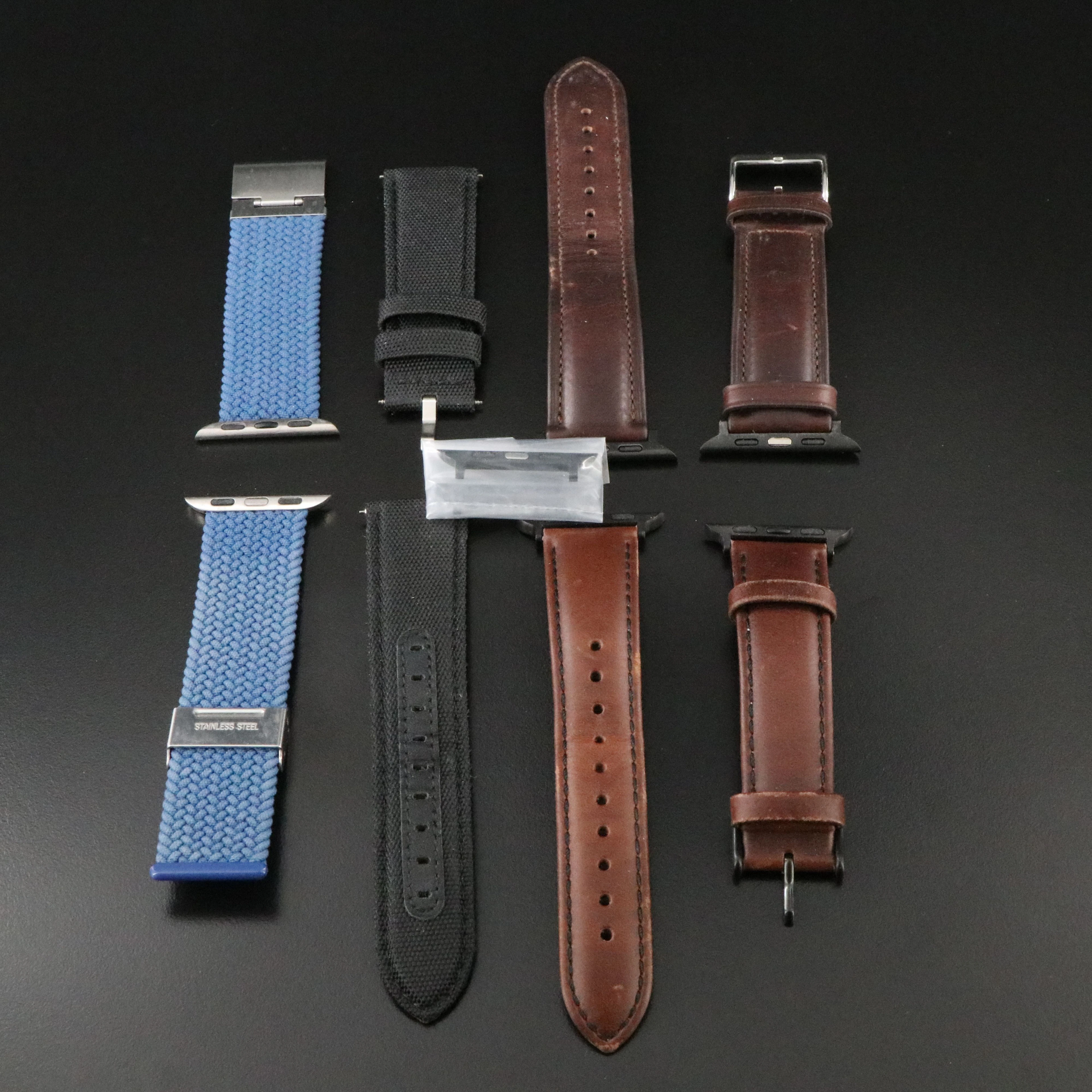 Fabric and Leather 22 mm Apple Watch Bands Featuring Bench Mark Basics