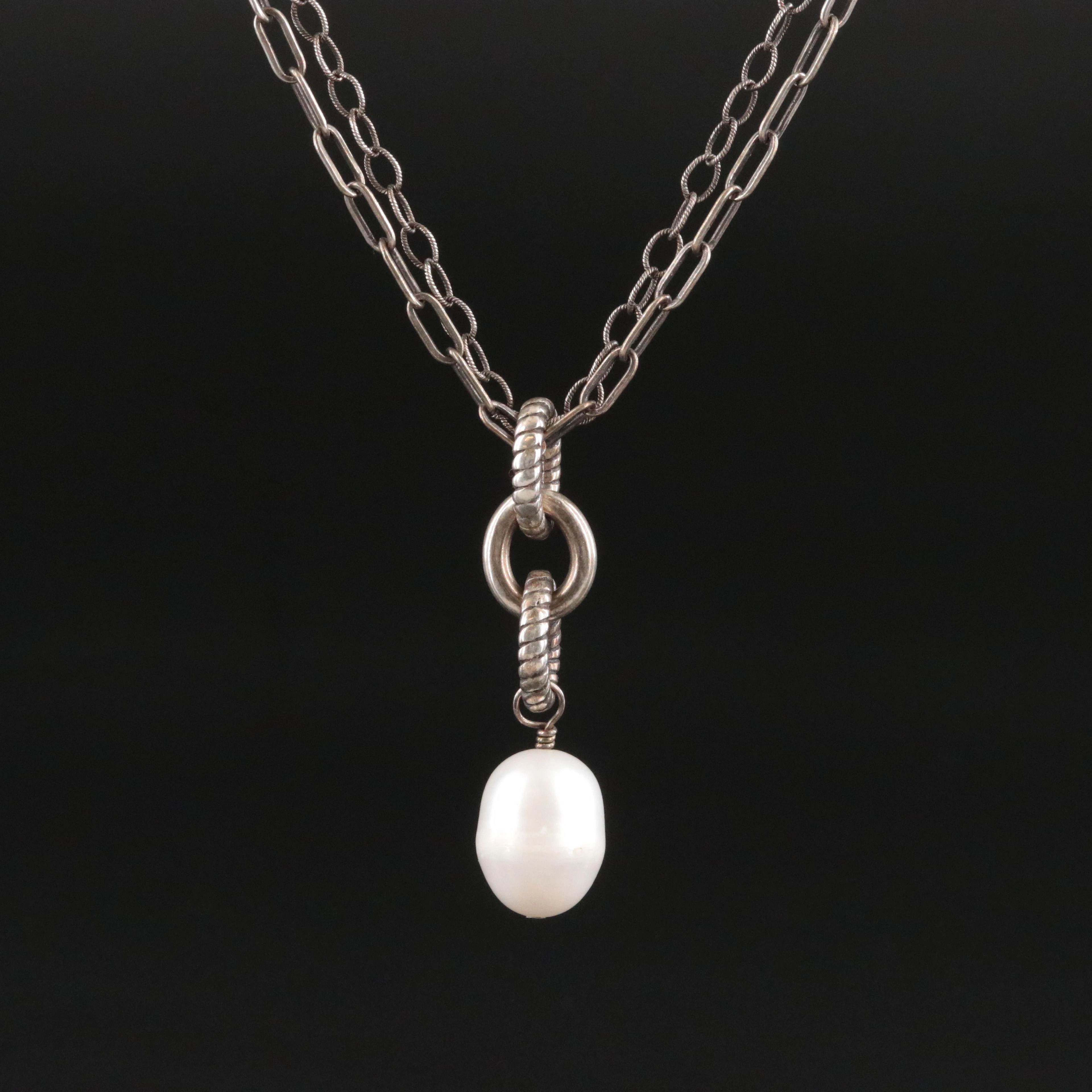 Silpada Sterling Pearl Pendant Double Strand Necklace