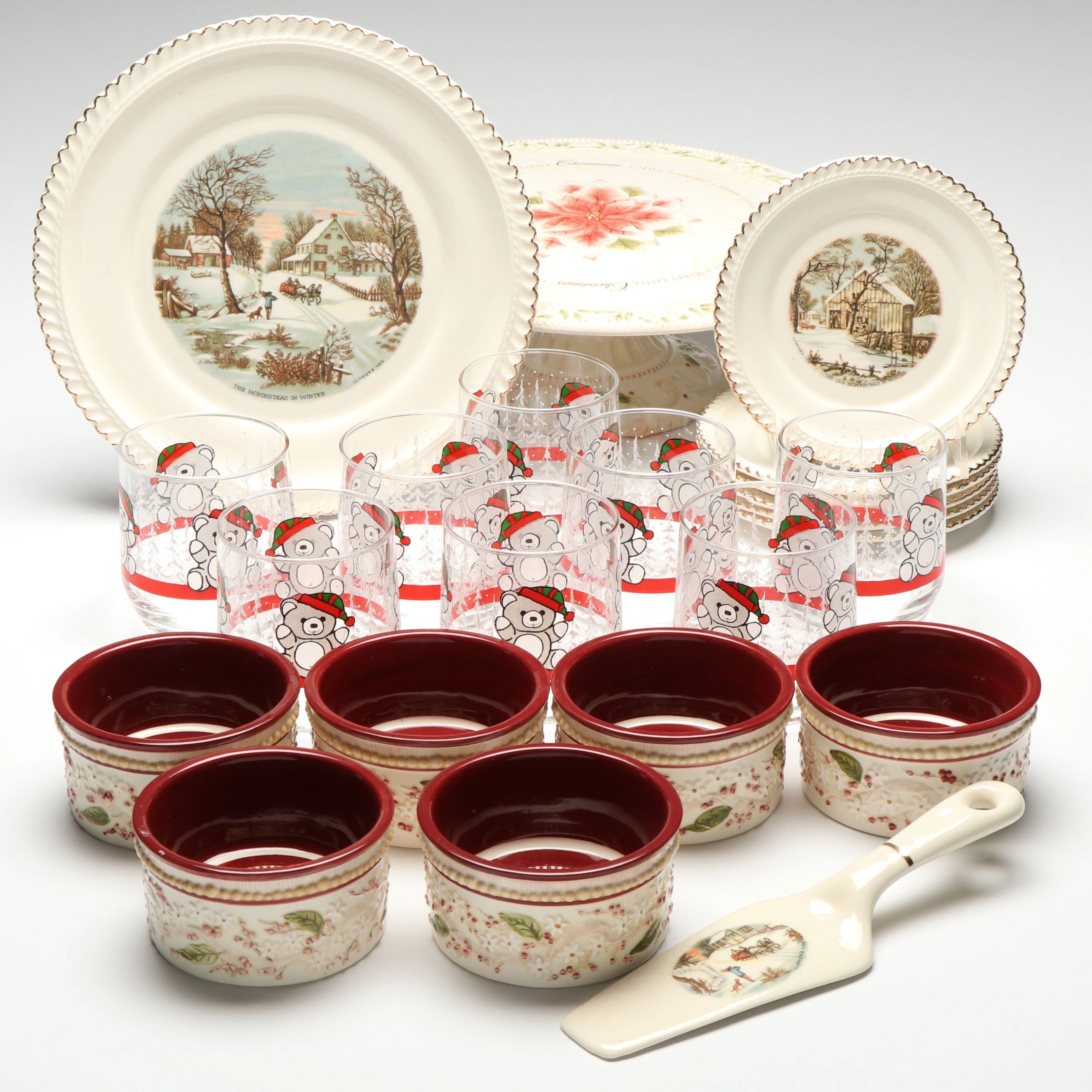 Harker "Currier & Ives" Ceramic Dinnerware with More Christmas Kitchenware