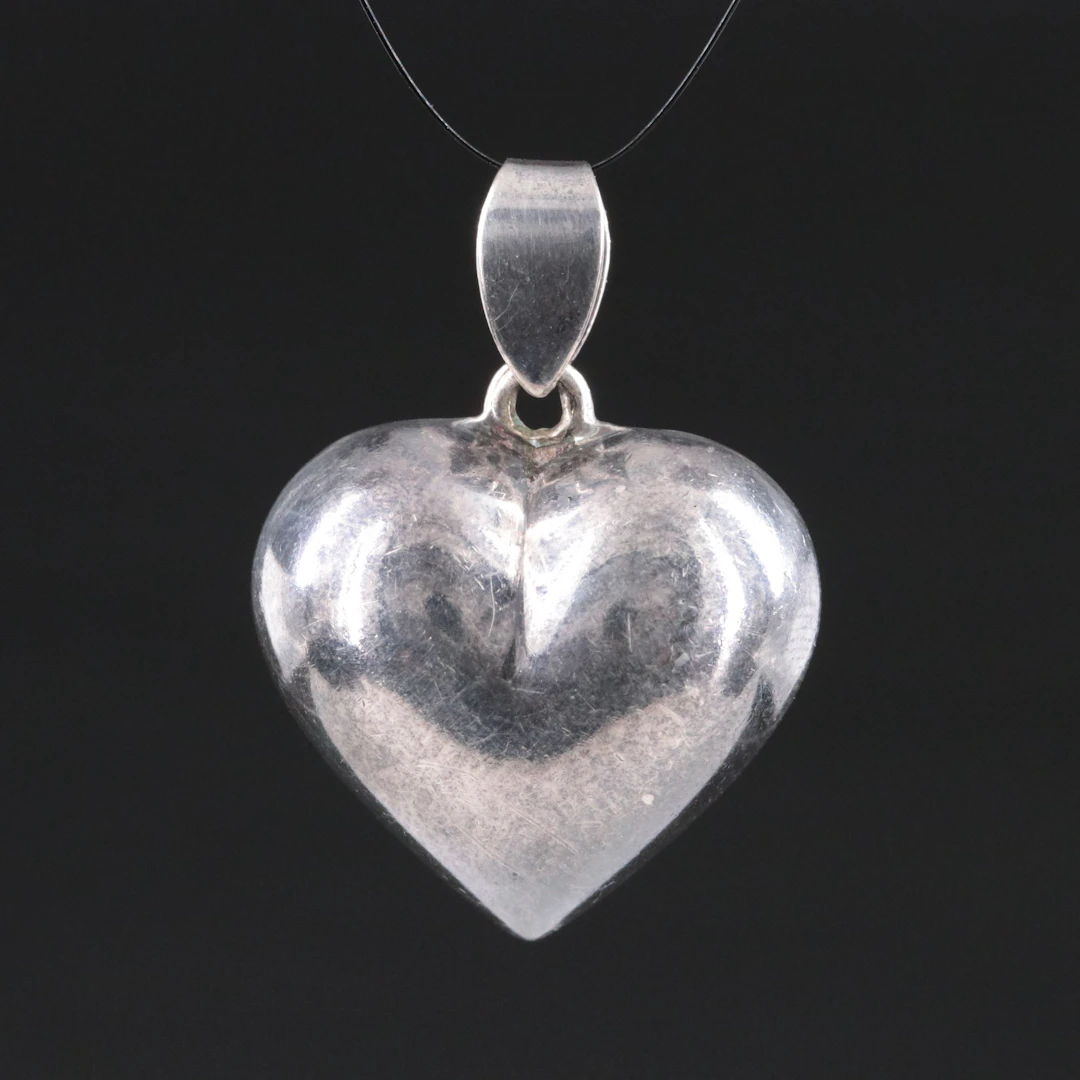 Sterling Puff Heart Pendant