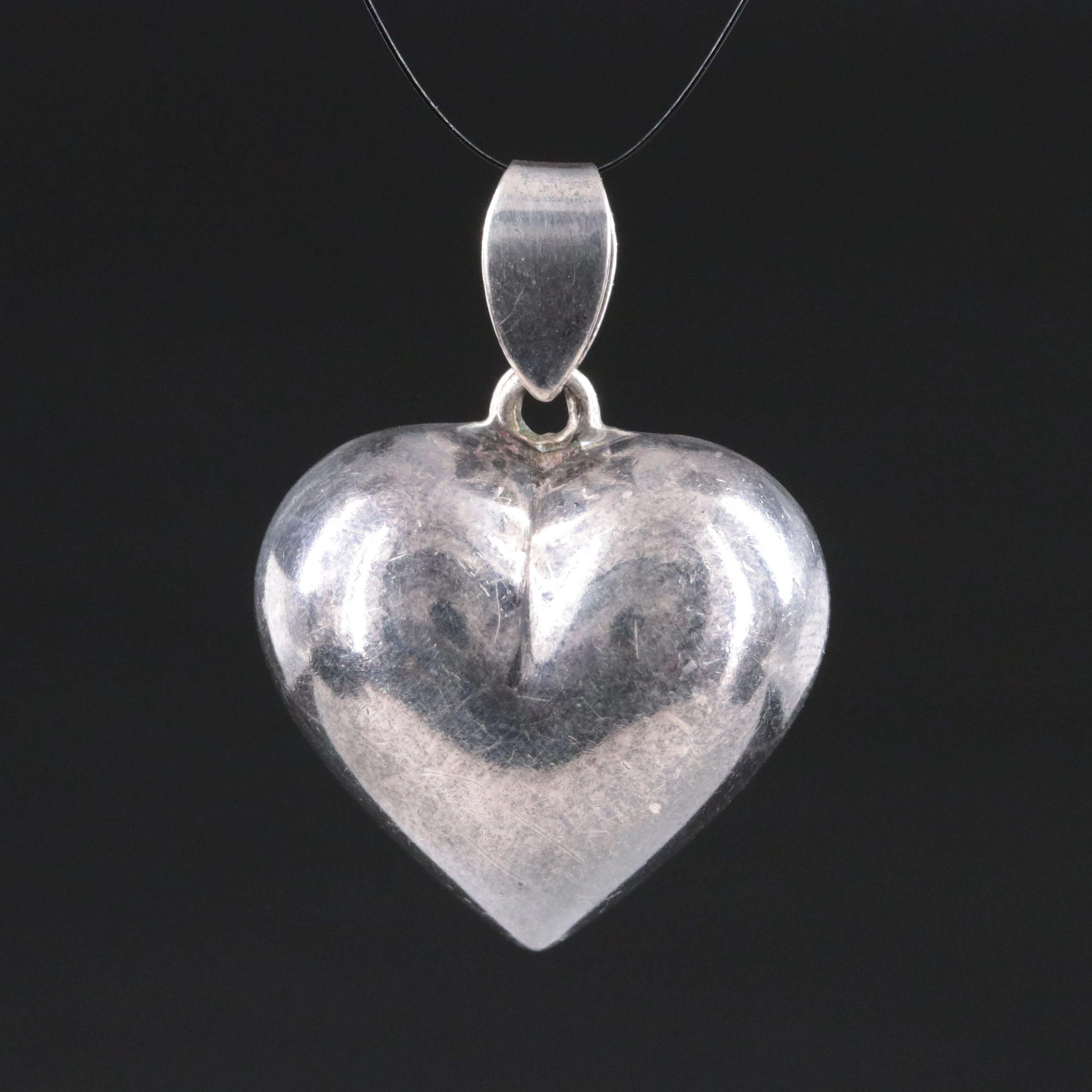 Sterling Puff Heart Pendant