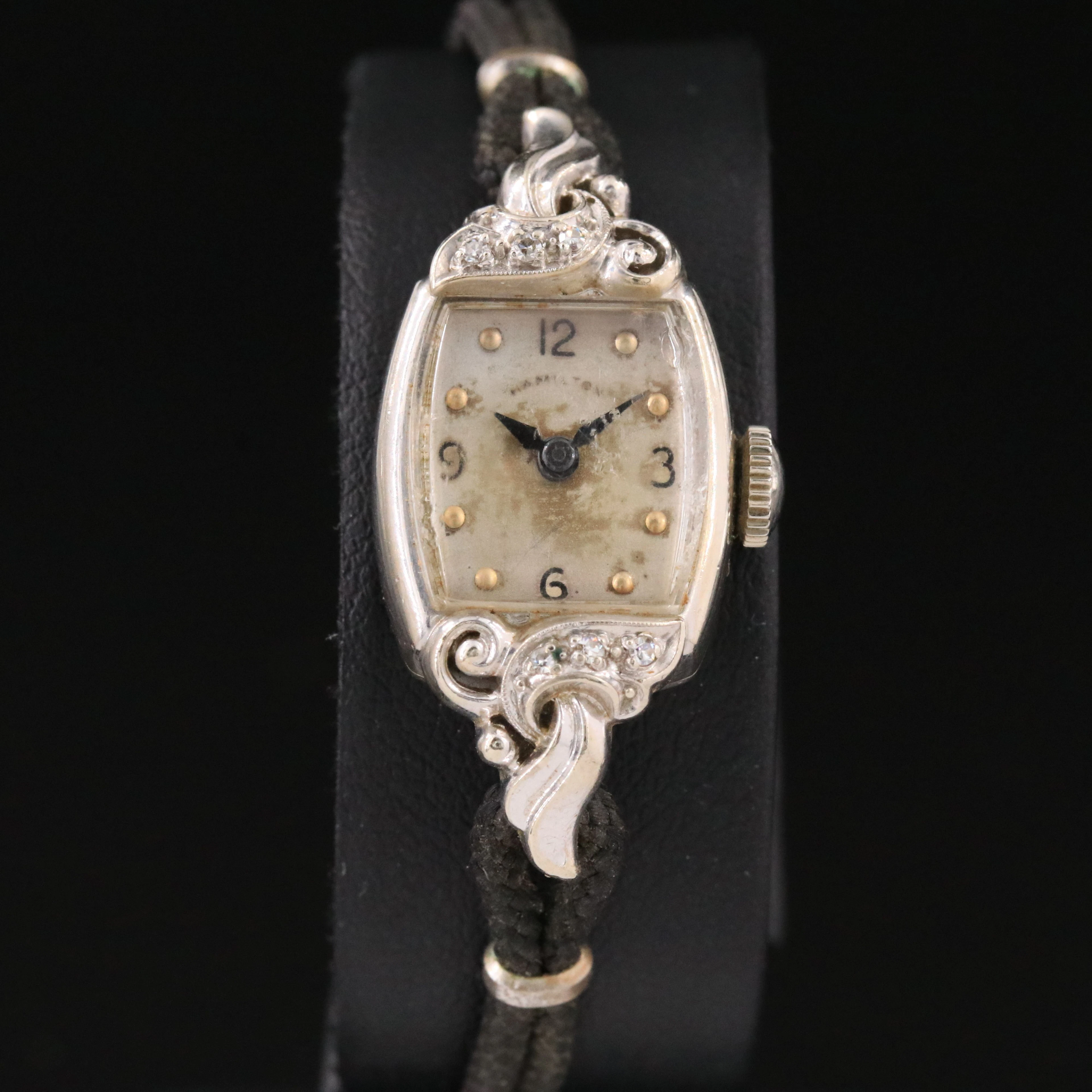 Hamilton 14K Diamond Vintage Stem Wind Cocktail Watch