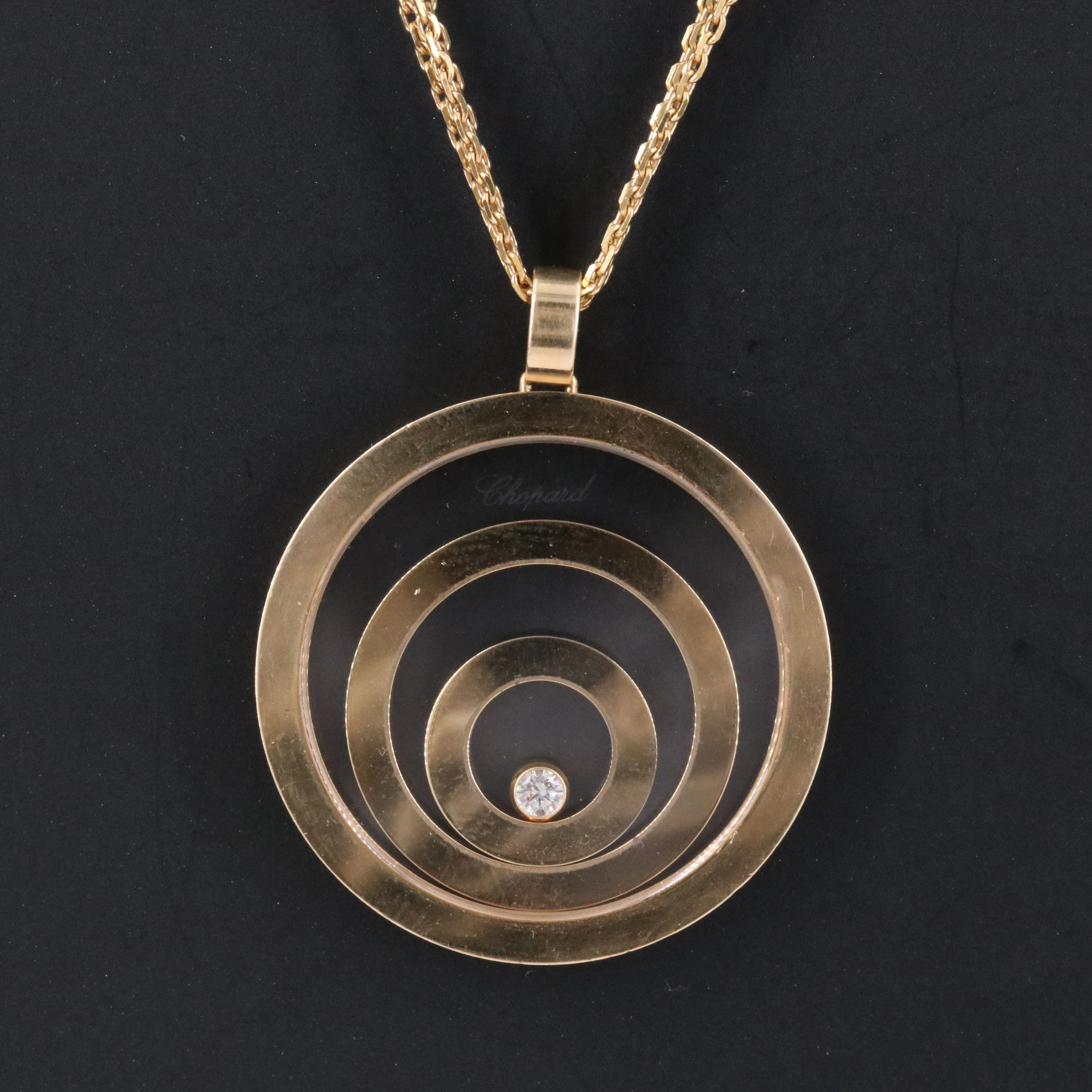 Chopard Happy Spirit 18K Floating Diamond Triple Circle Pendant Necklace