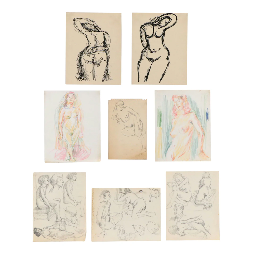 Achillo "Achi" Sullo Ink and Graphic Drawings of Abstract and Figure Studies