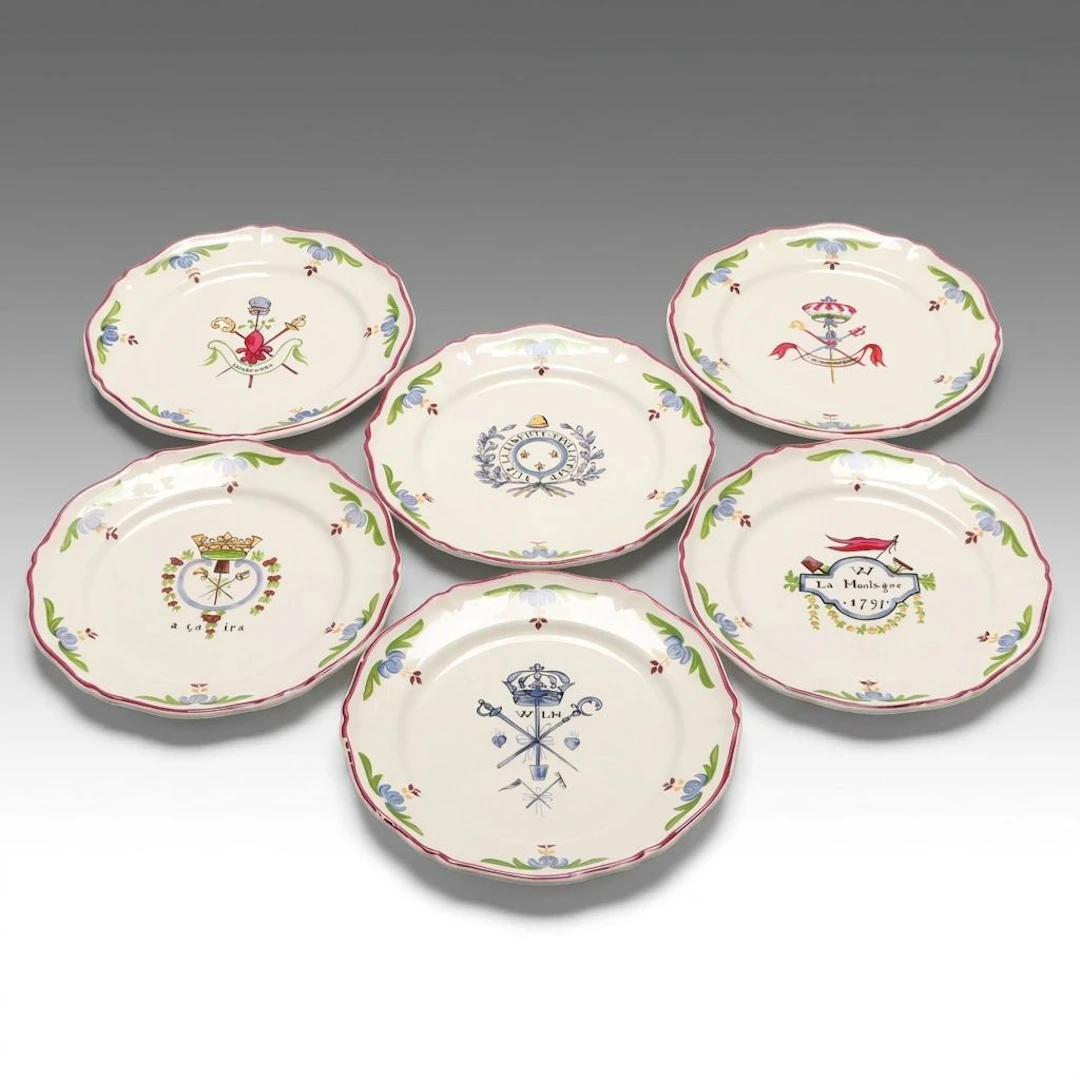 Saint-Amand French Revolutionary Insignia Ceramic Salad Plates