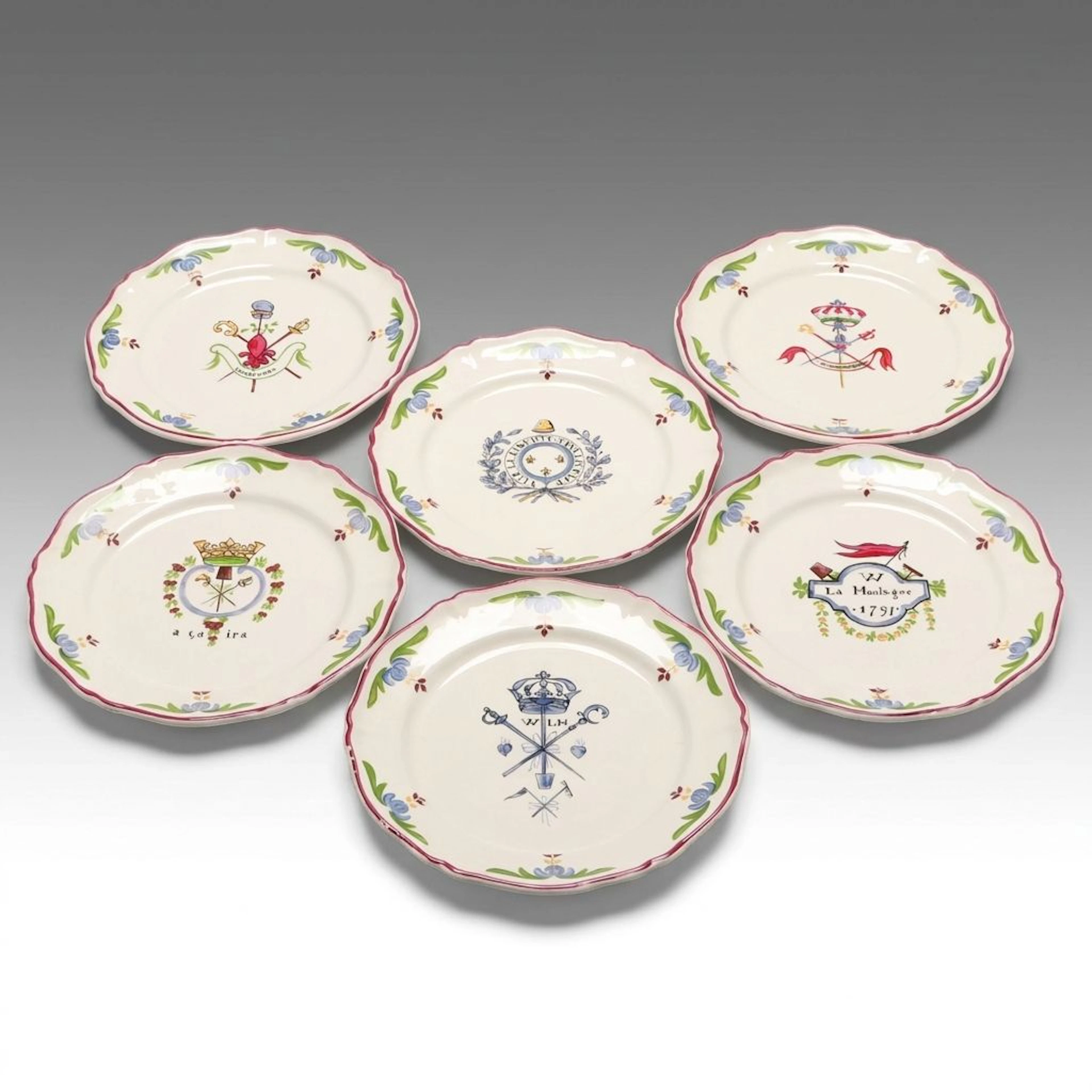 Saint-Amand French Revolutionary Insignia Ceramic Salad Plates