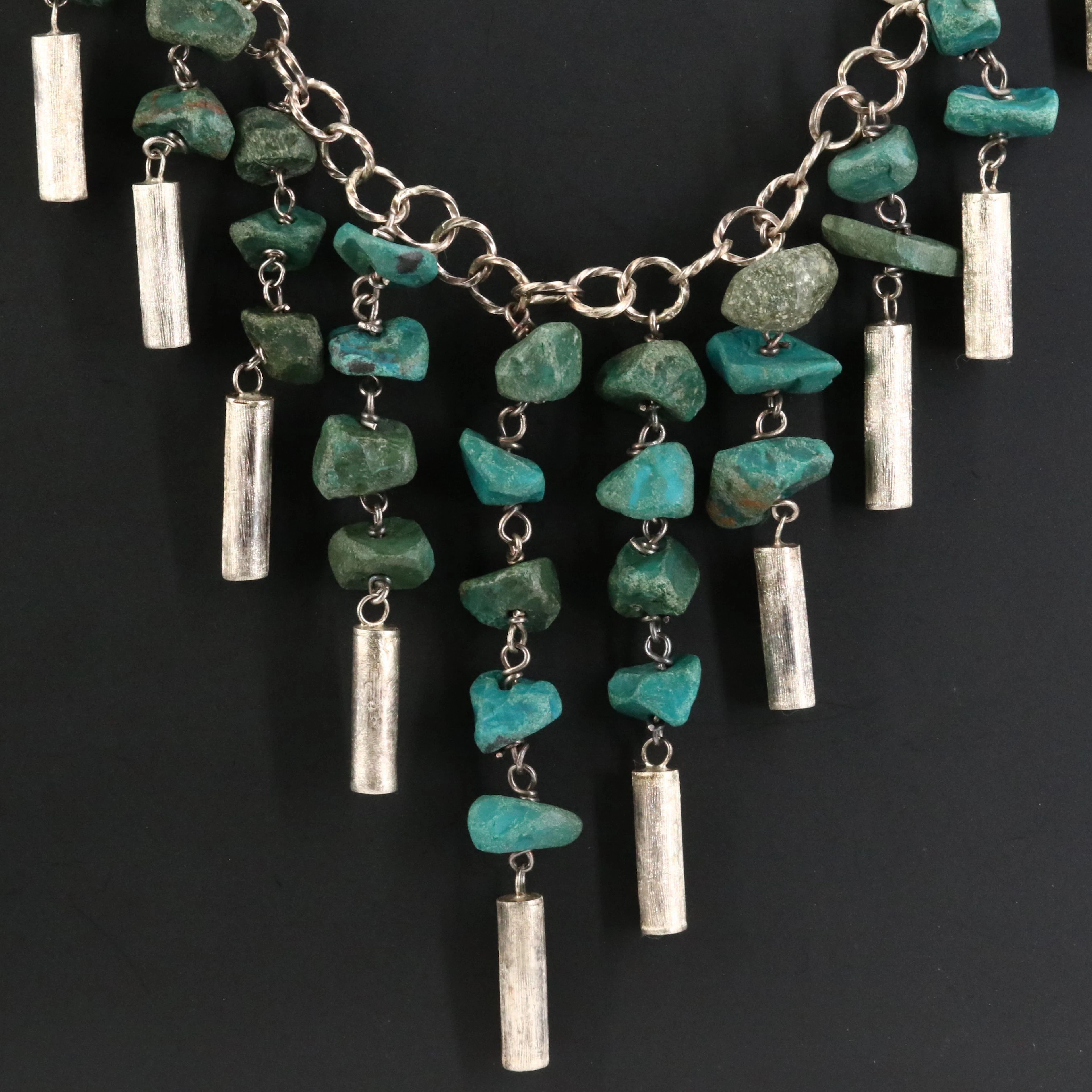 Peruvian Sterling Turquoise Fringe Necklace