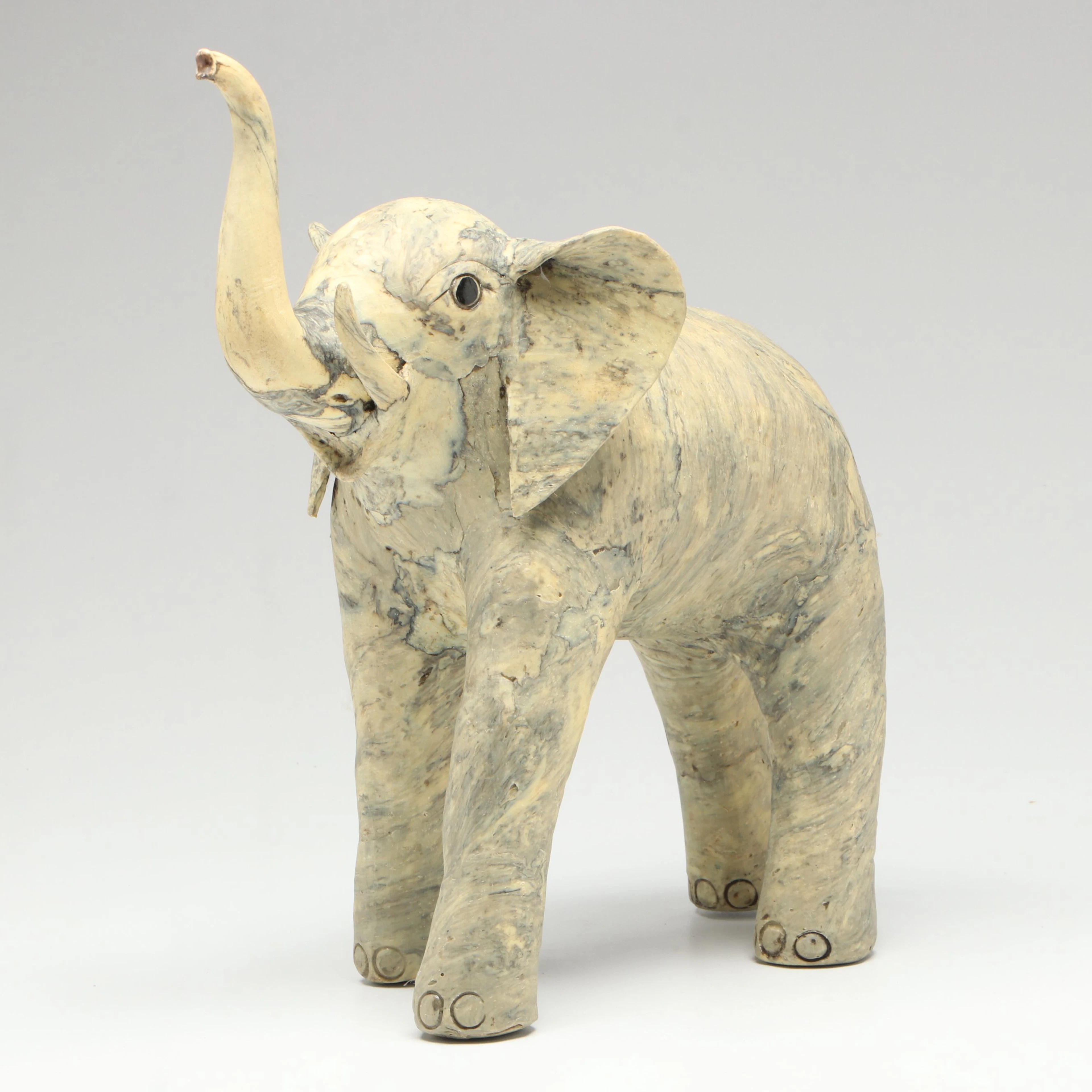 Vintage Crushed Oyster Shell Composite Elephant
