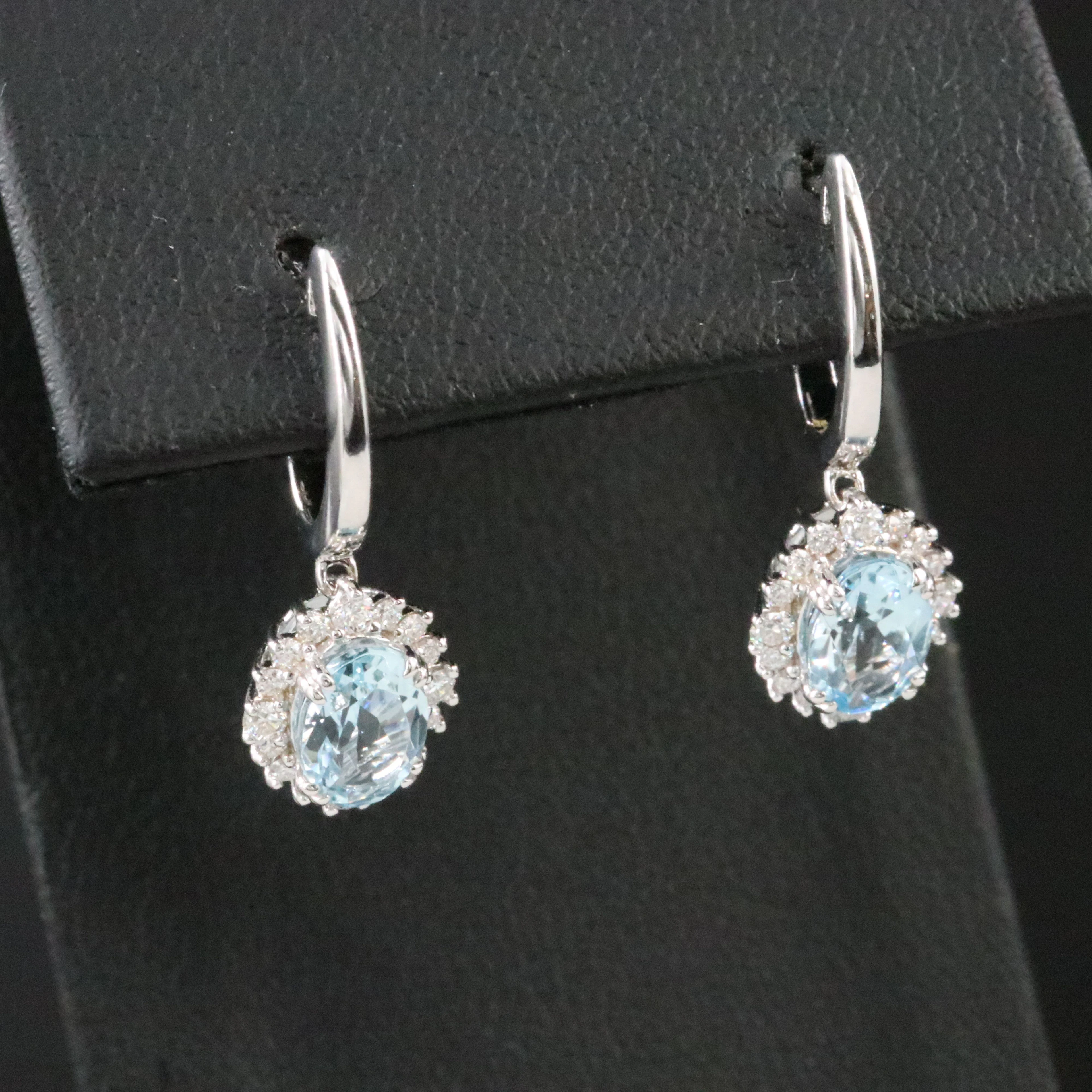 14K Aquamarine and Diamond Drop Earrings