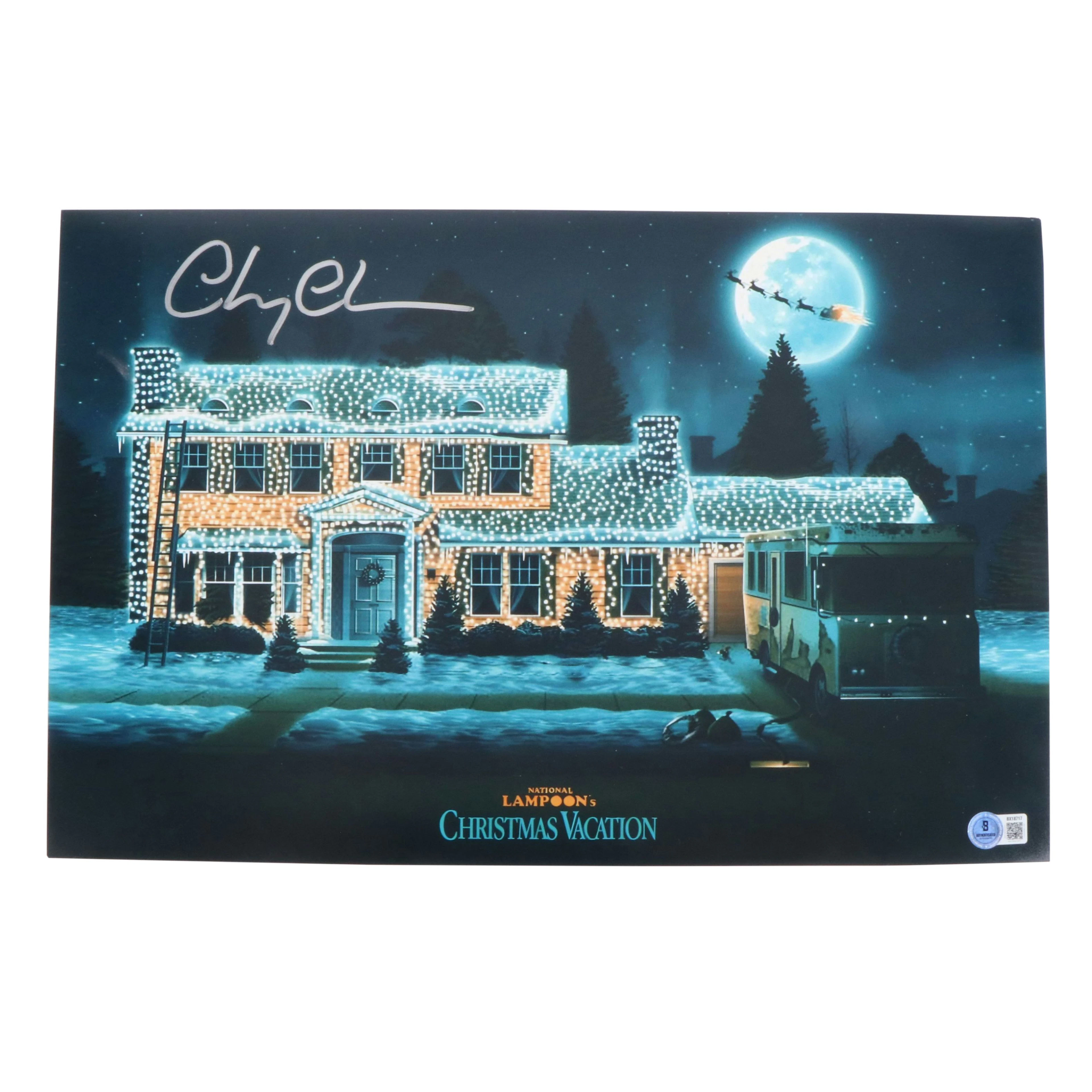 Chevy Chase Signed "National Lampoon's Christmas Vacation" Print, Beckett