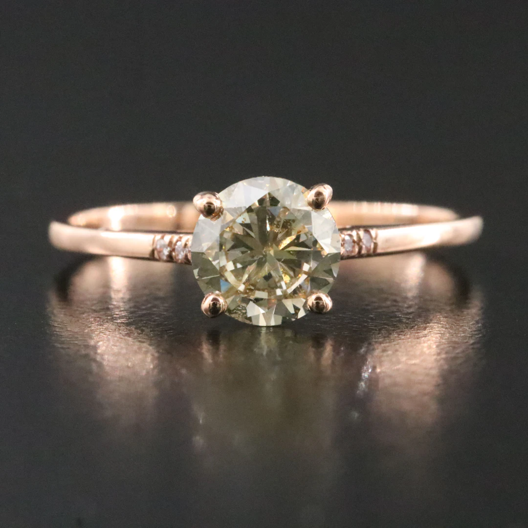 14K Rose Gold 0.99 CTW Fancy Yellow and Light Pink Diamond Ring