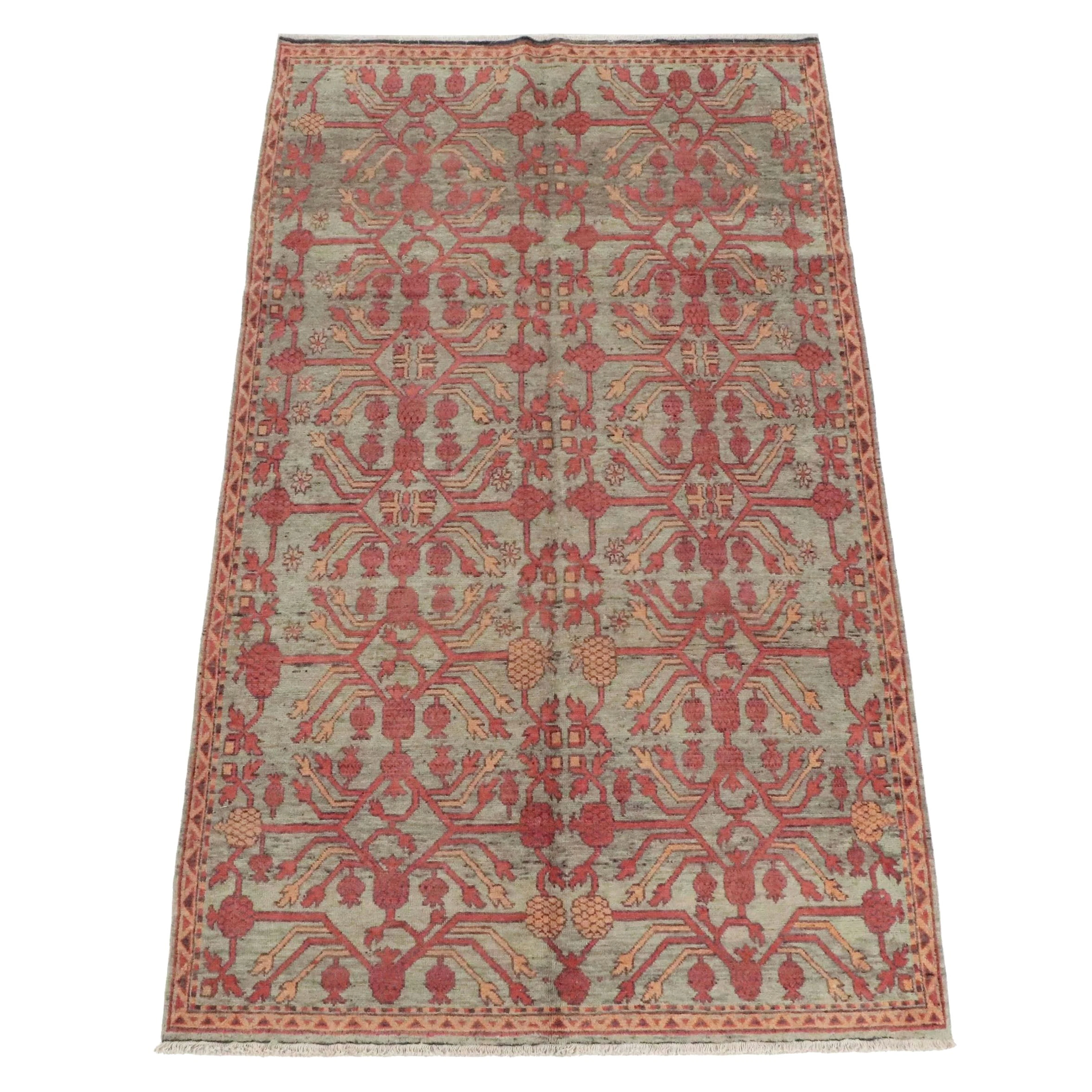 5'8 x 10'1 Hand-Knotted East Turkestan Khotan Area Rug