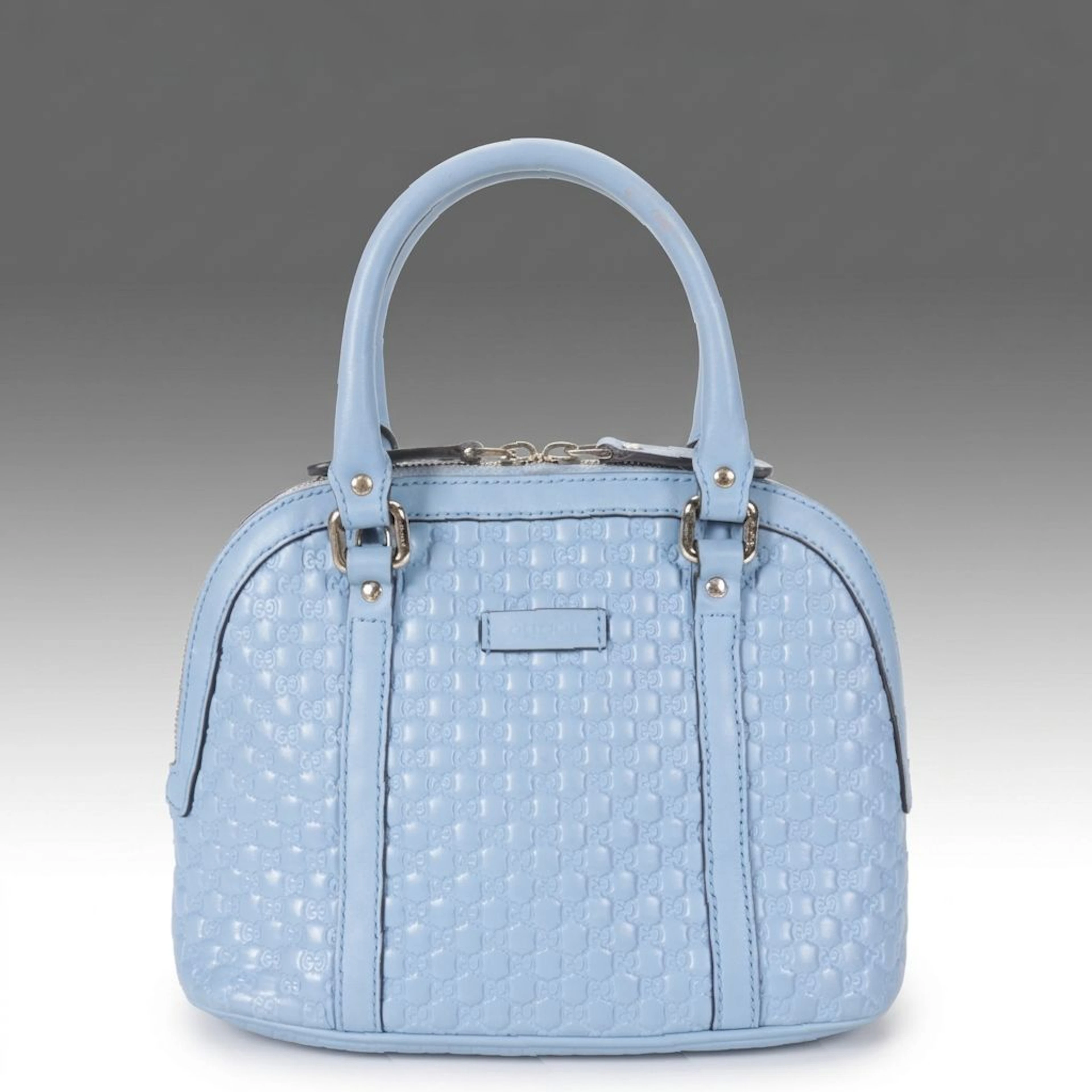 Gucci Mini Dome Two-Way Crossbody Bag in Powder Blue Microguccissima Leather