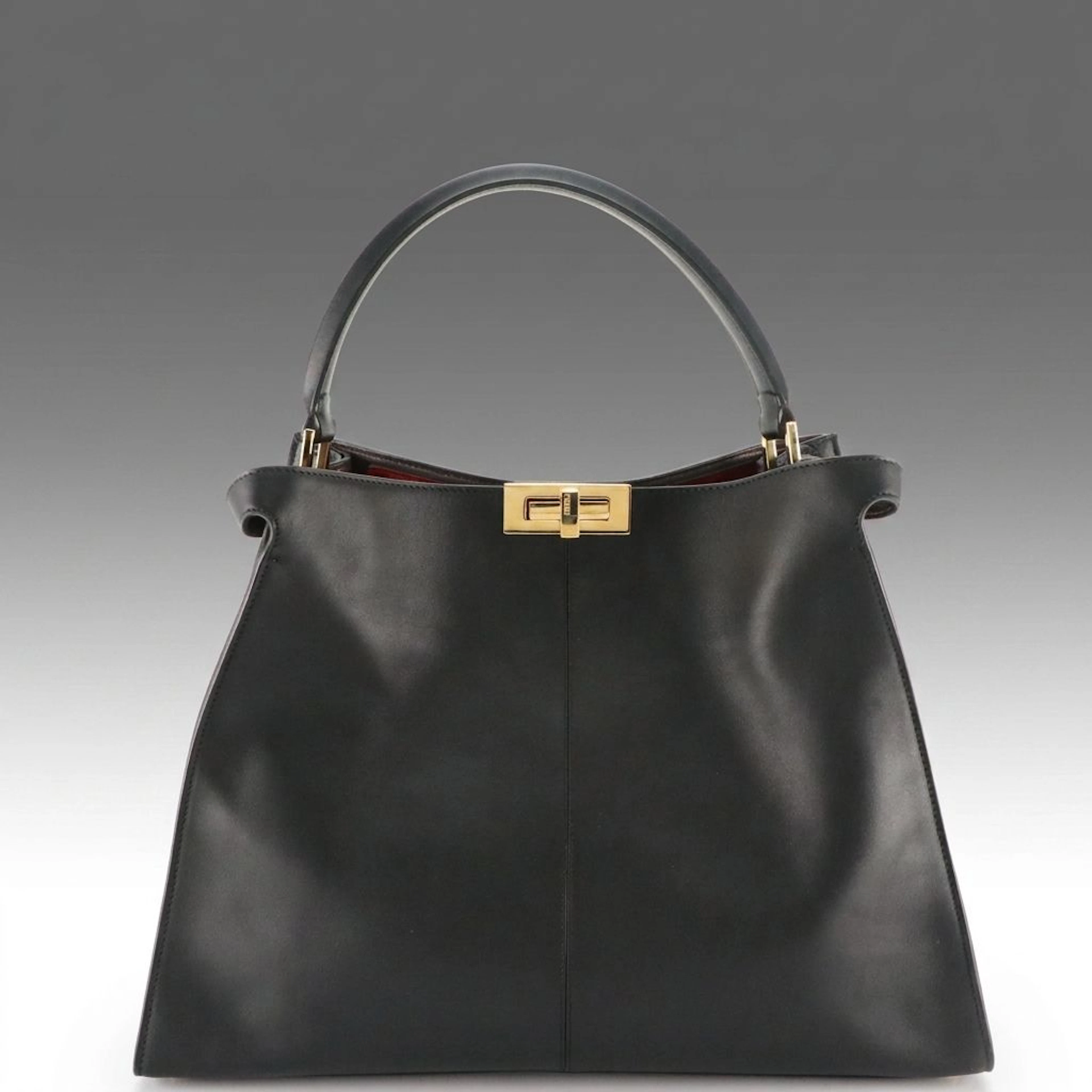 Fendi Peekaboo X-Lite Large Tote Bag in Black Calfskin Leather