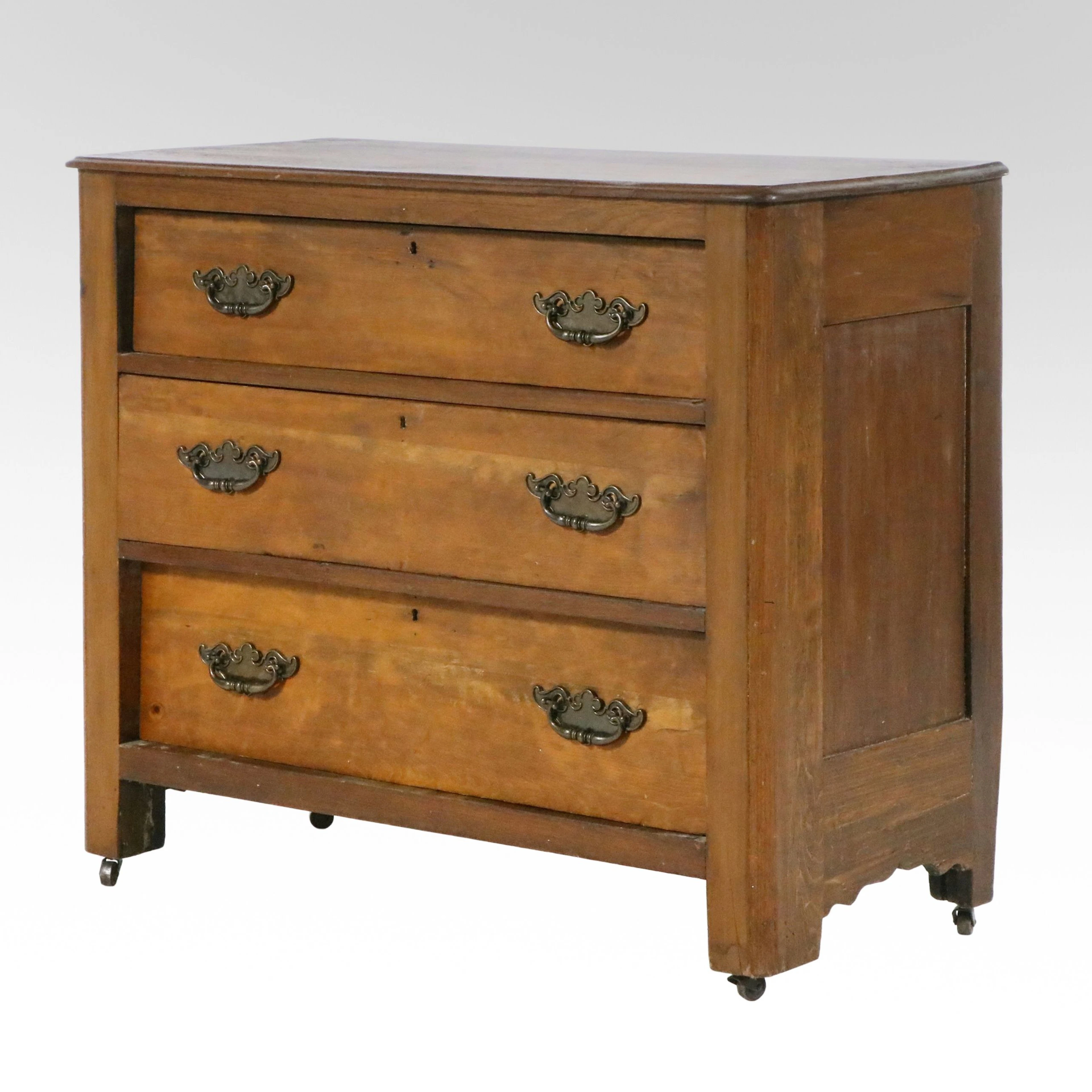 Victorian Oak Three-Drawer Chest, Late 19th/Early 20th Century