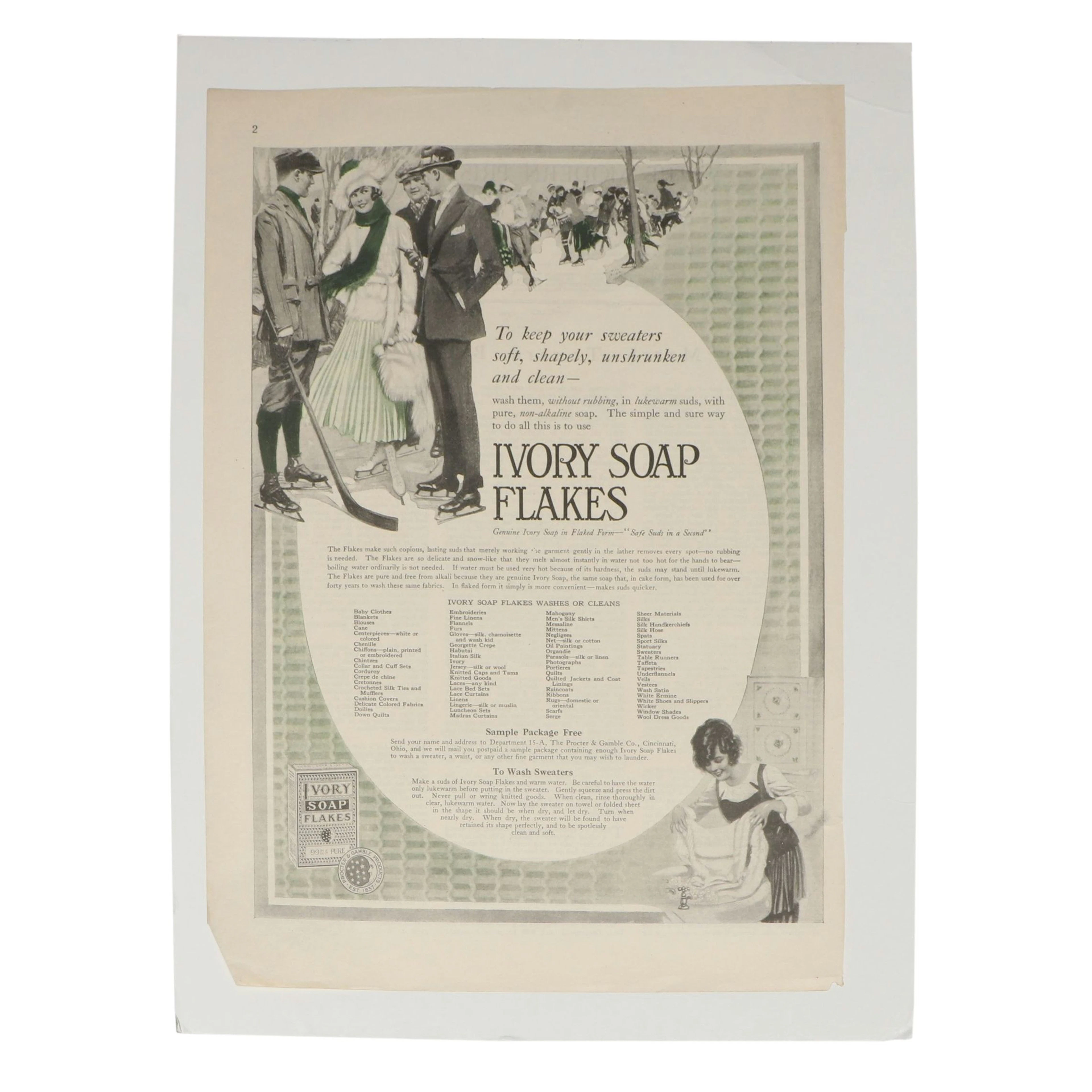 Procter & Gamble "Ivory Soap Flakes" Advertisement, 1920