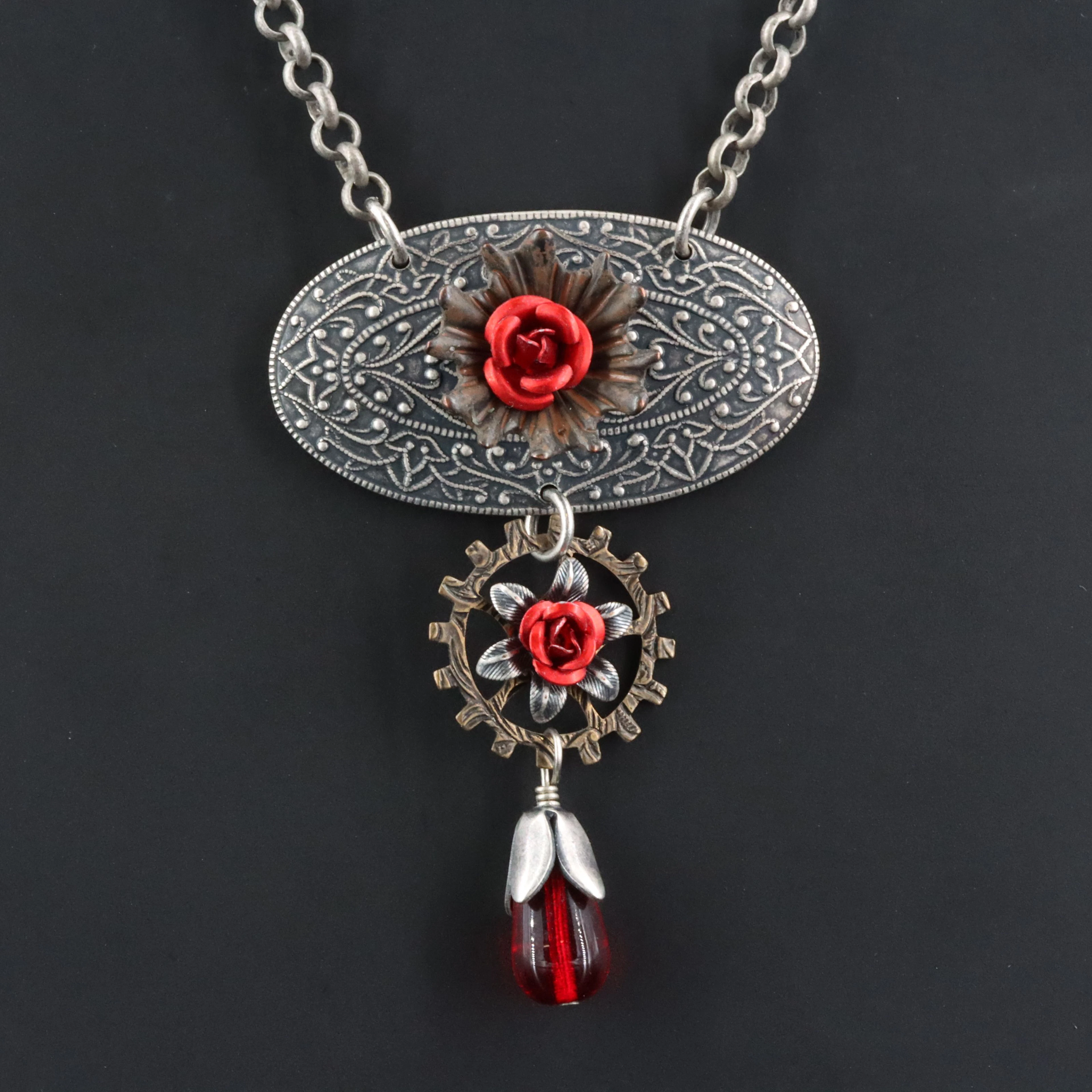 NoMonet Floral Steampunk Necklace
