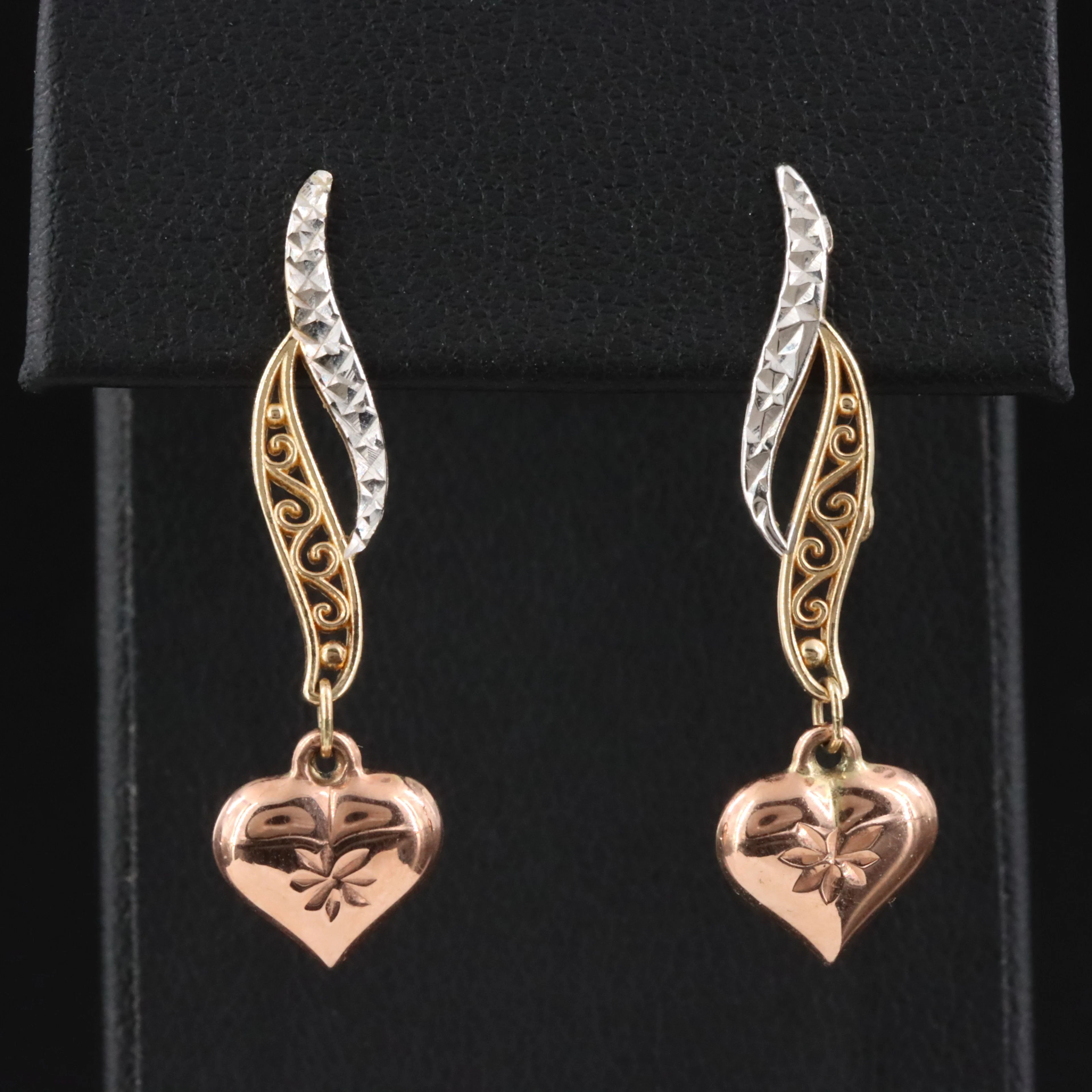 Michael Anthony 10K Tri-Color Heart Earrings