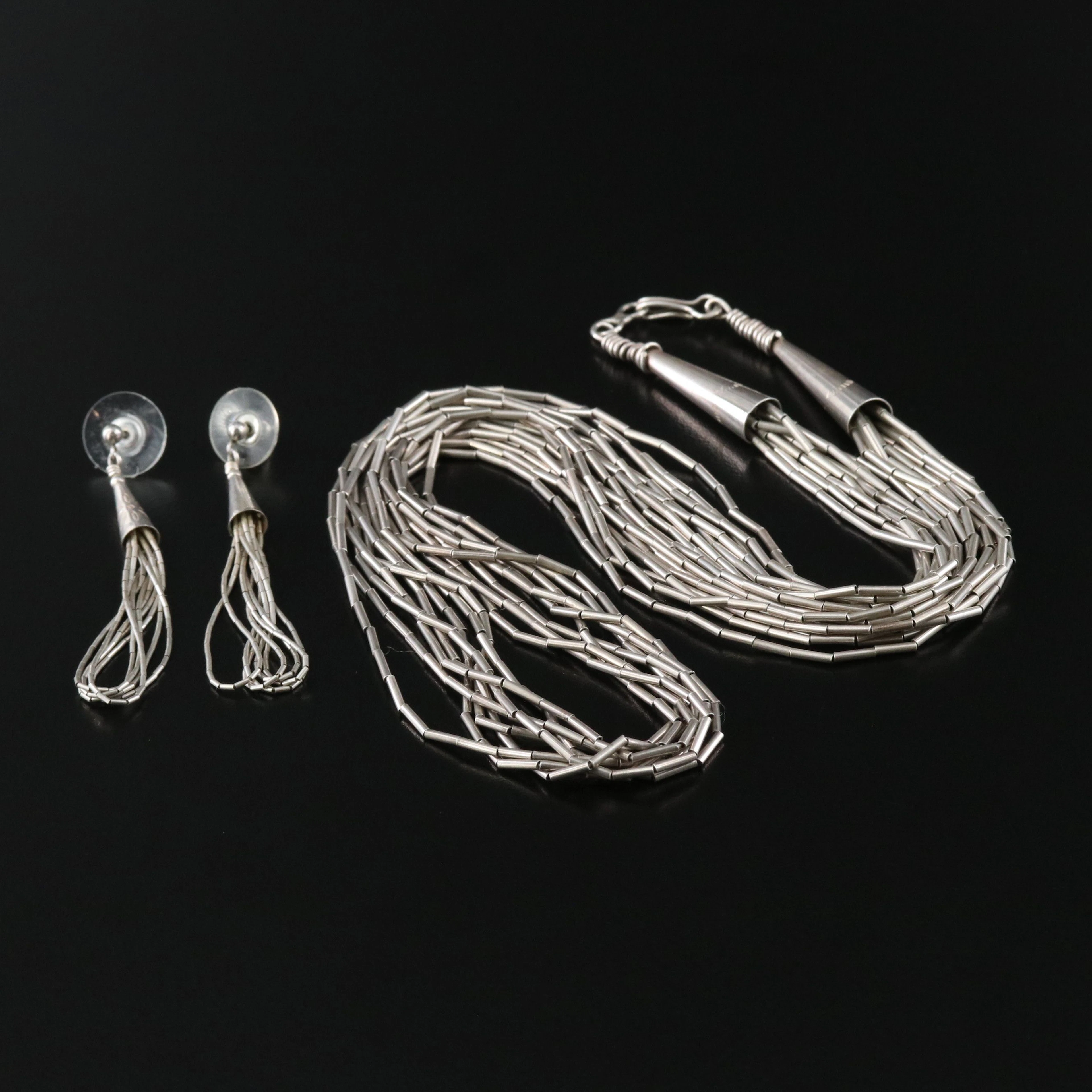 Sterling Liquid Silver Necklace and Earrings