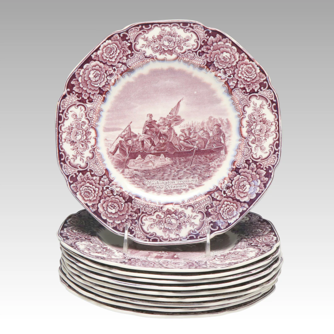 Crown Ducal "George Washington" Lilac Transferware Plates