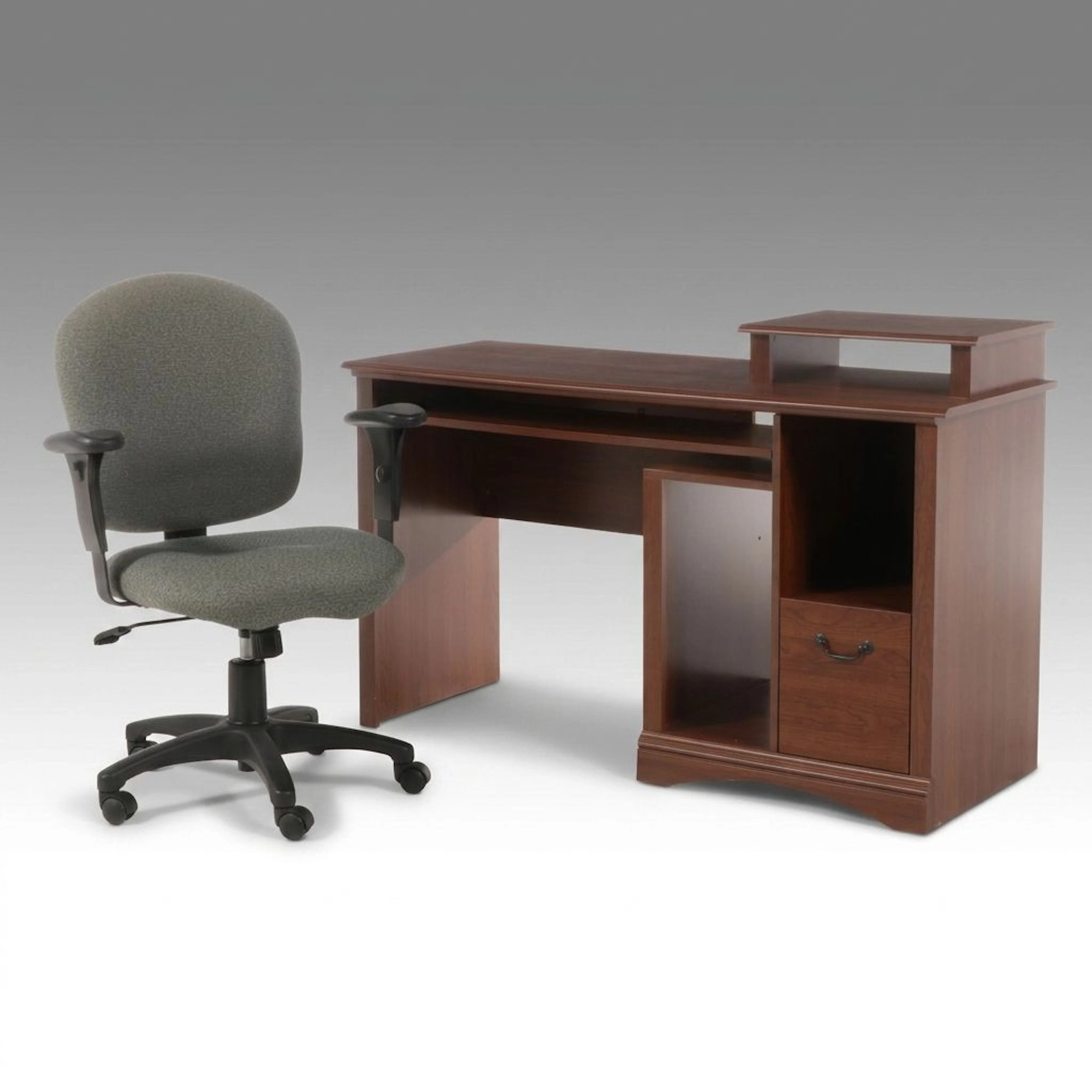 Contemporary Modular Computer Desk and Swivel Office Chair
