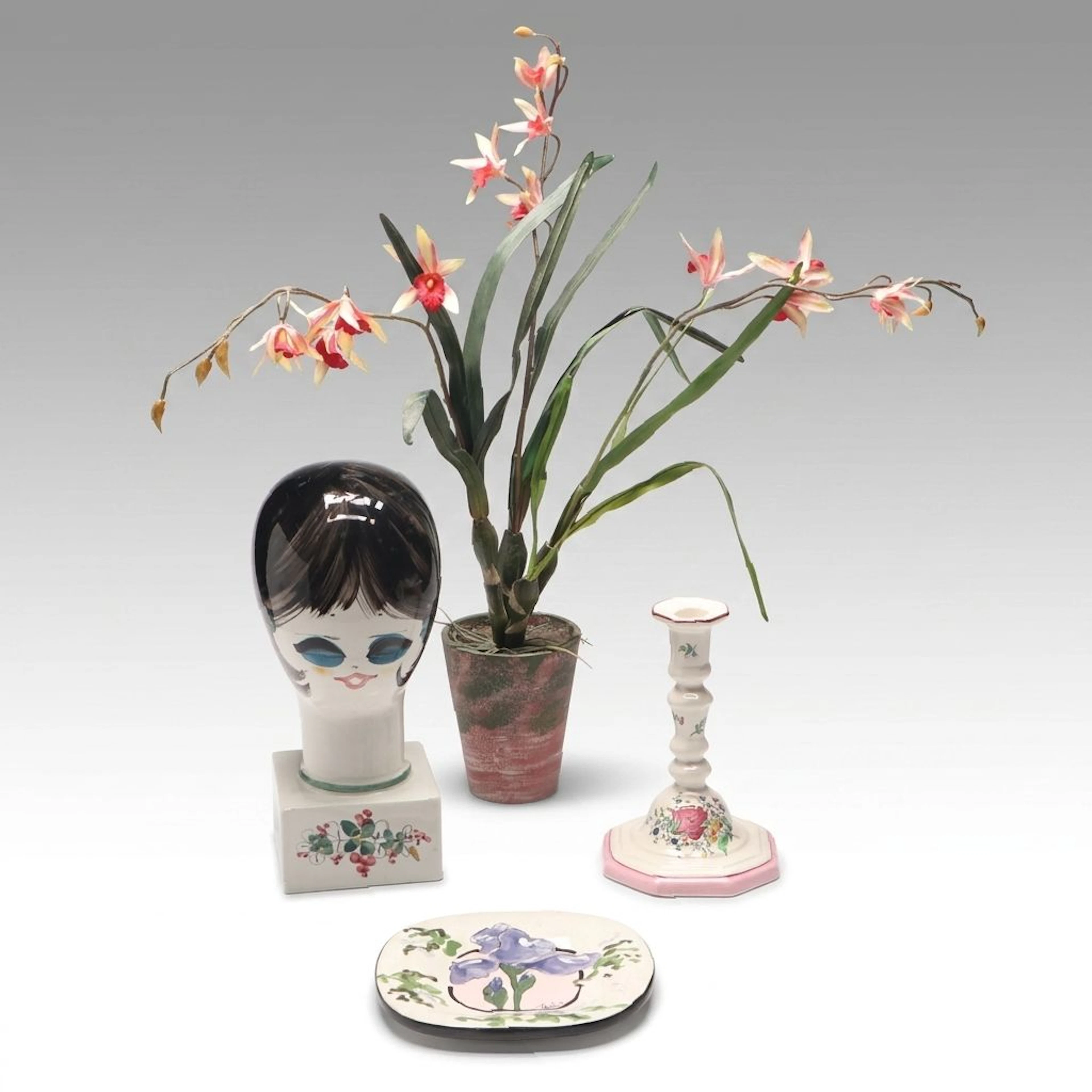 Keller & Guérin Faïence Candlestick with Coop Italian Pop Art Head and More