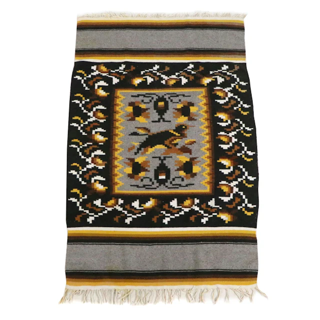 3'10 x 6'9 Handwoven Mexican Zapotec Style Pictorial Area Rug