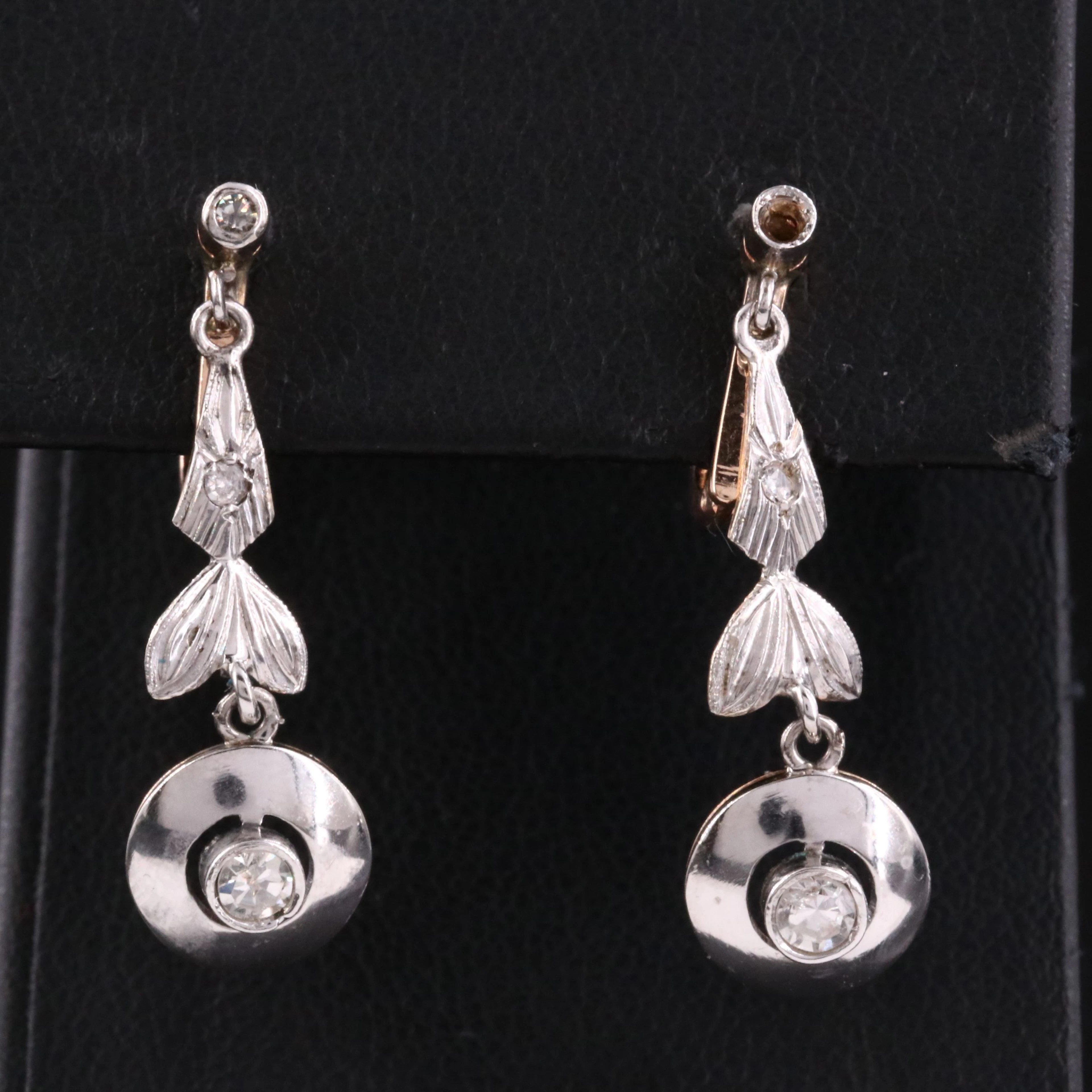 Vintage 18K 0.24 CTW Diamond Earrings with Platinum Tops and 14K Finding