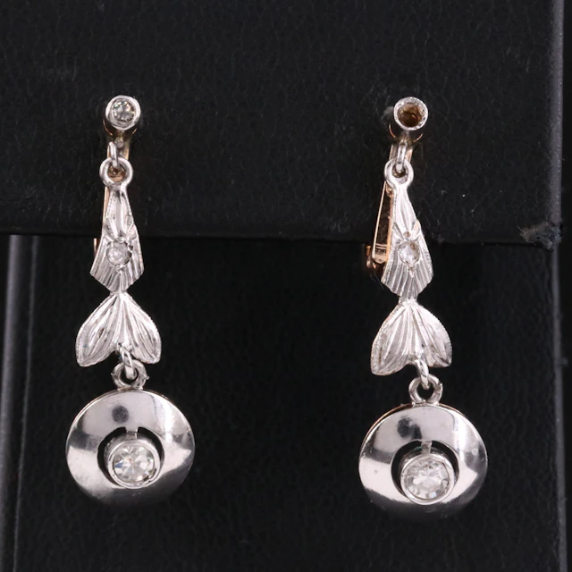 Vintage 18K 0.24 CTW Diamond Earrings with Platinum Tops and 14K Finding