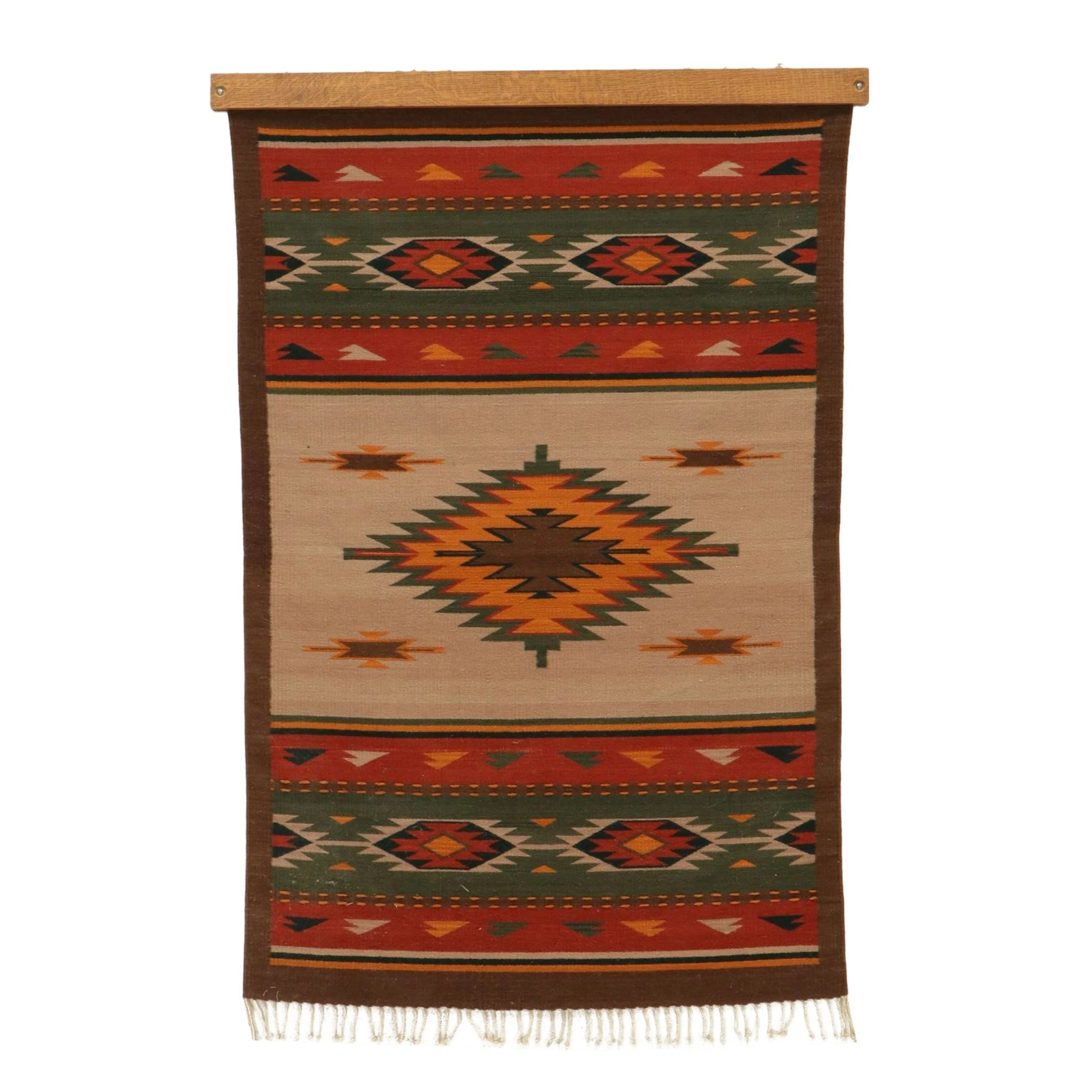 4'10 x 7' Handwoven Southwestern Style Chimayo Area Rug Wall Hanging