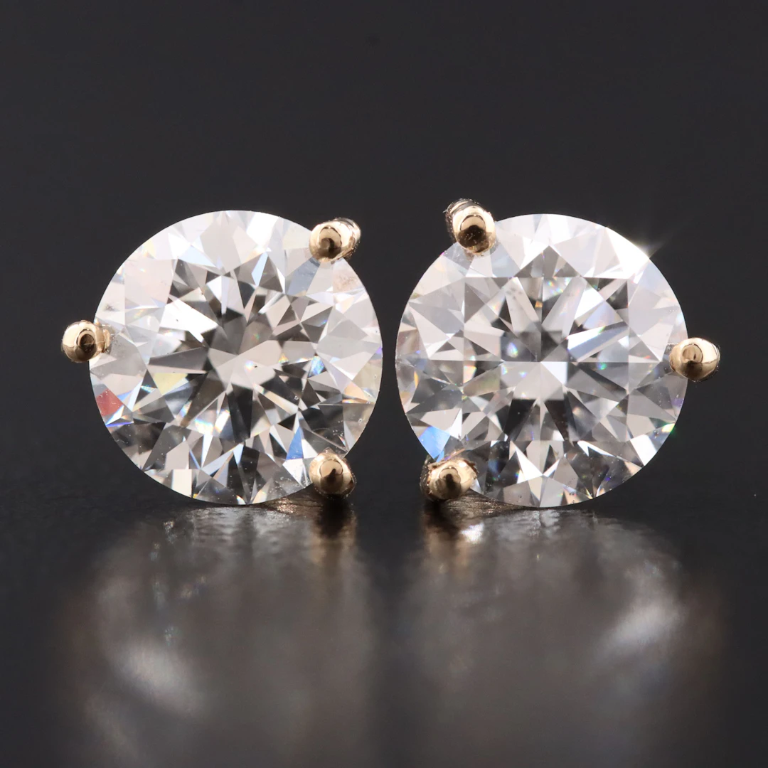 14K 3.07 CTW Lab Grown Diamond Stud Earrings with IGI Reports