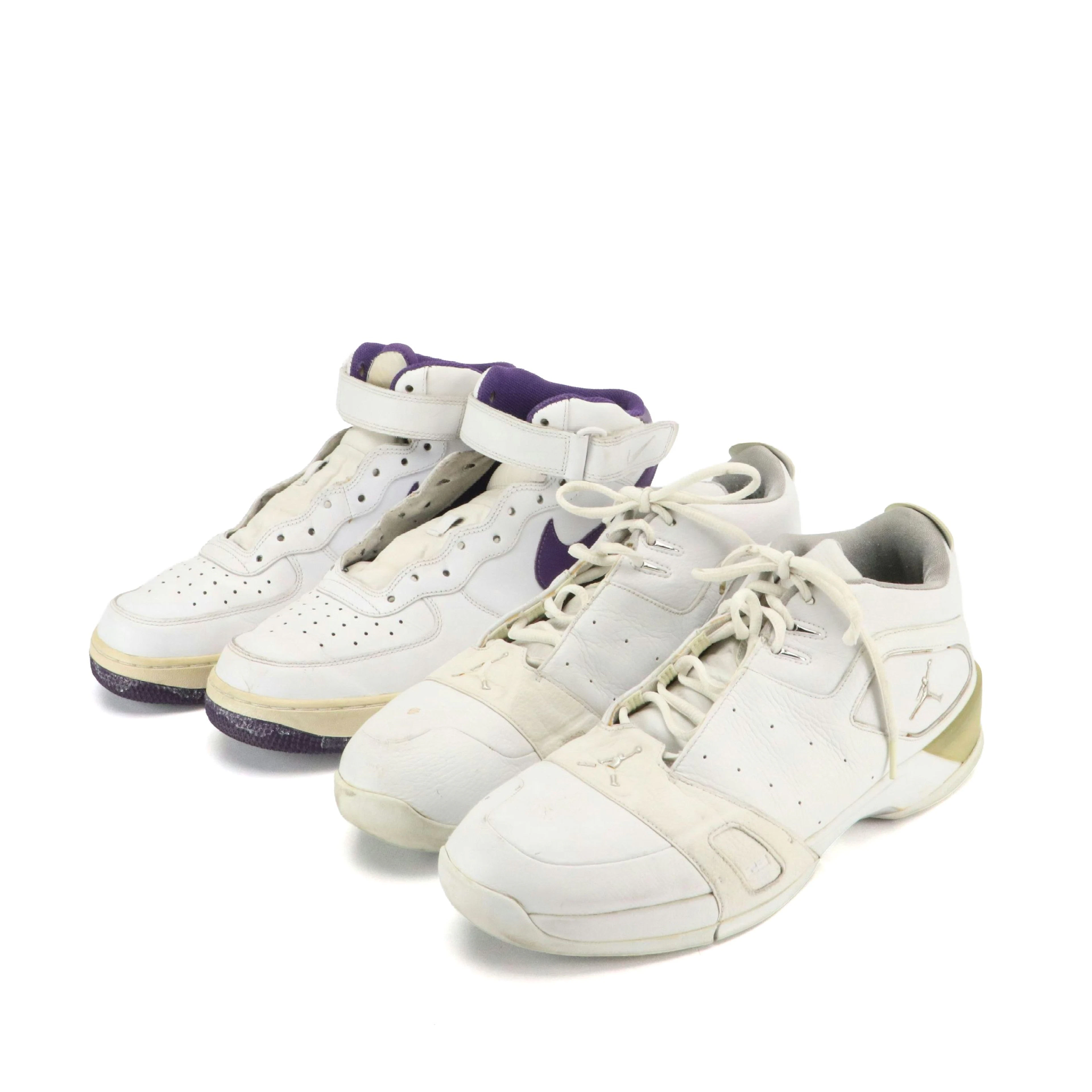 Men's Nike Air Force 1 Mid Sneakers and Air Jordan Team Handlez White Sneakers