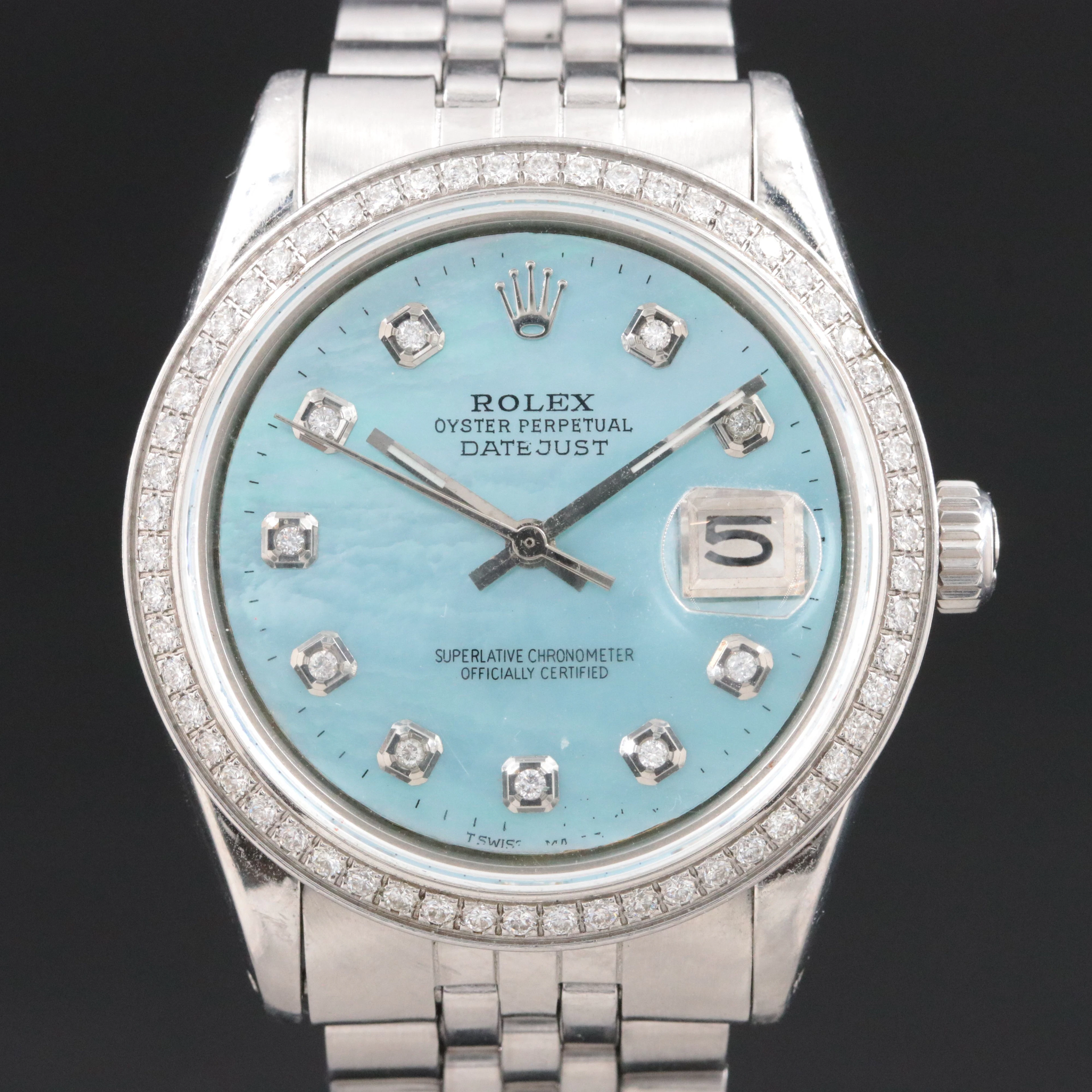 1972 Rolex Datejust Steel Model 1603 With Custom Diamond Dials