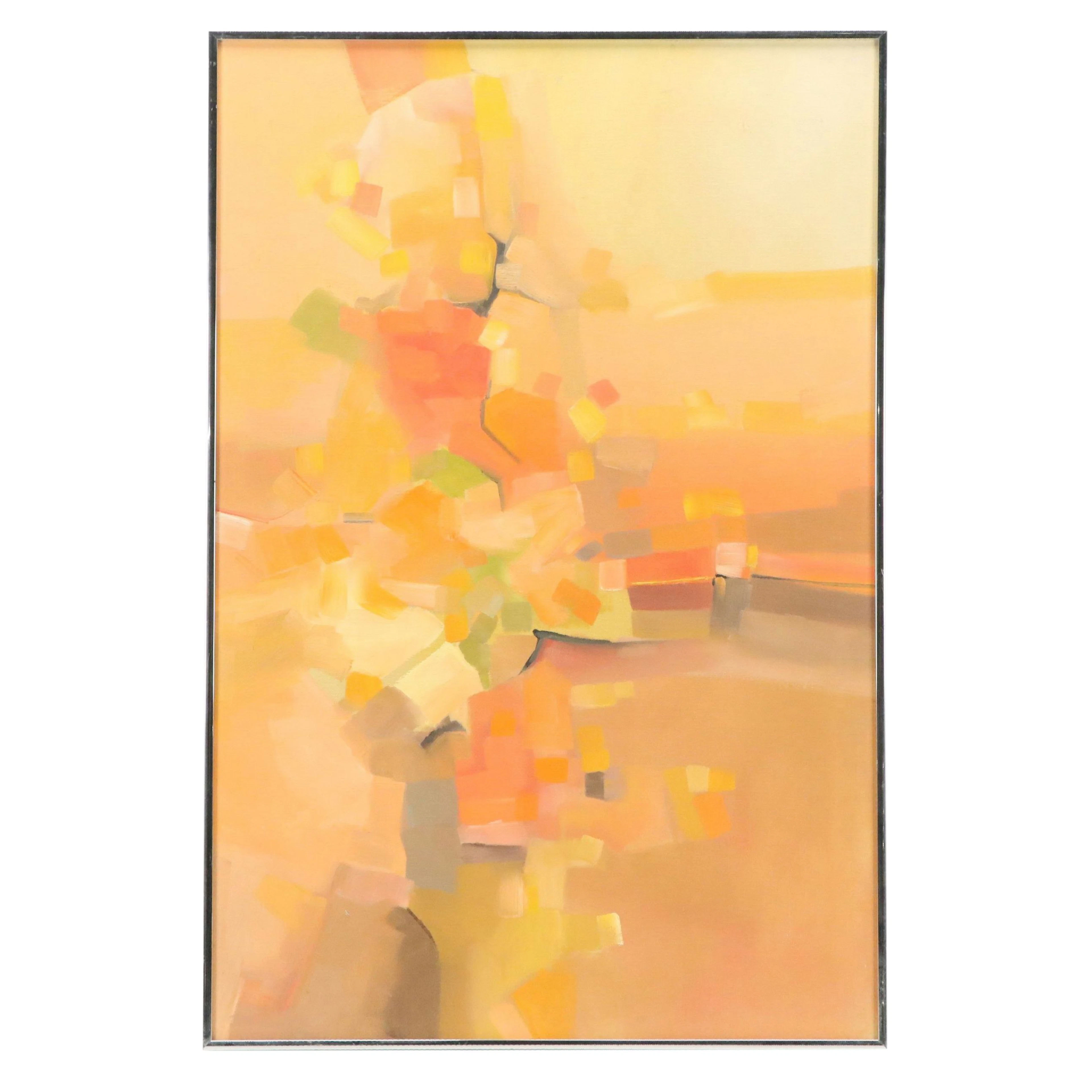 Abstract Oil Painting in Warm Hues, Late 20th Century