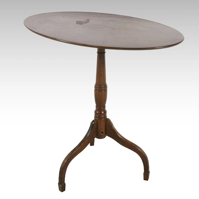 Hepplewhite Style Inlaid Mahogany Tilt-Top Candlestand, 20th Century