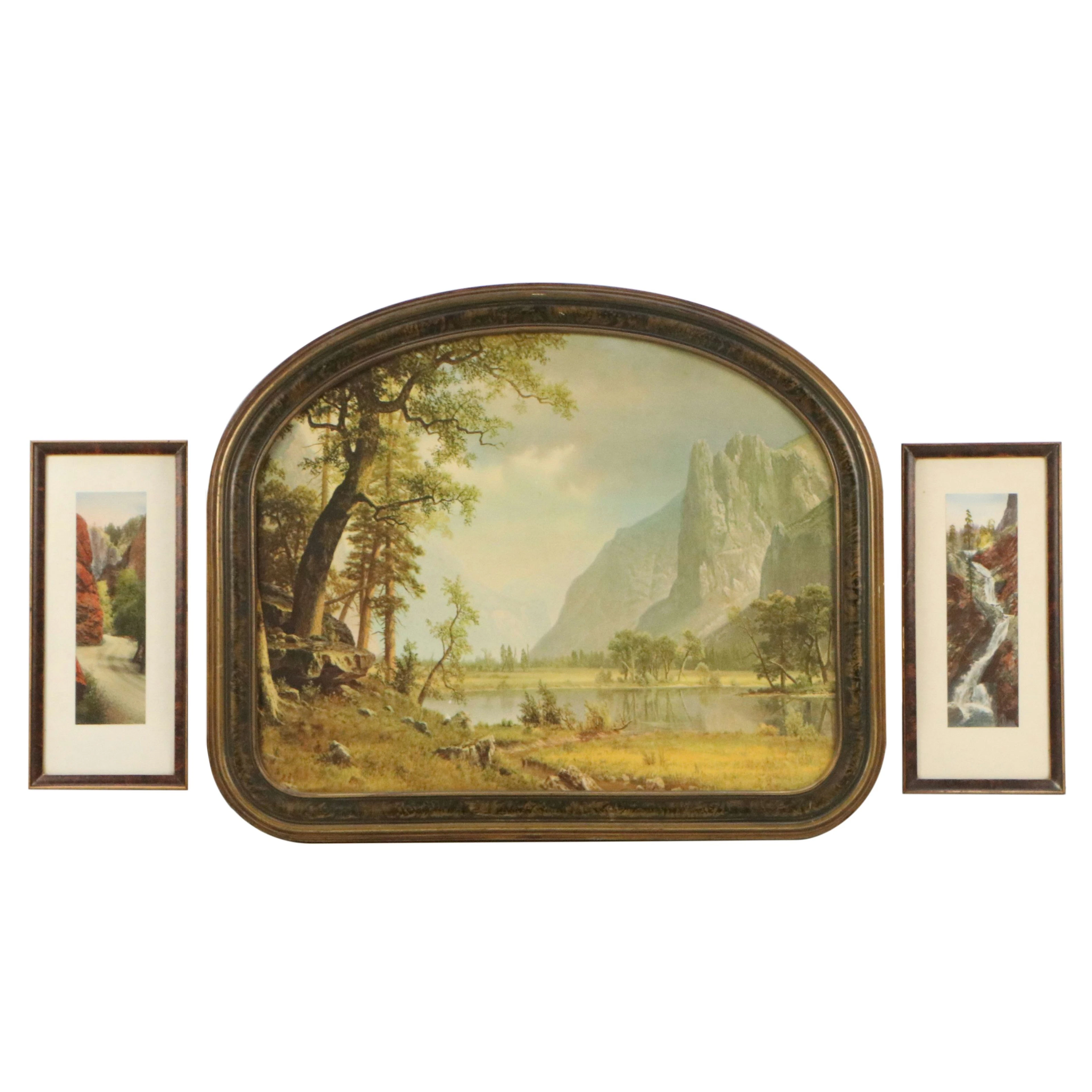 Offset Lithograph After Albert Bierstadt with Hand-Tinted Photographic Prints