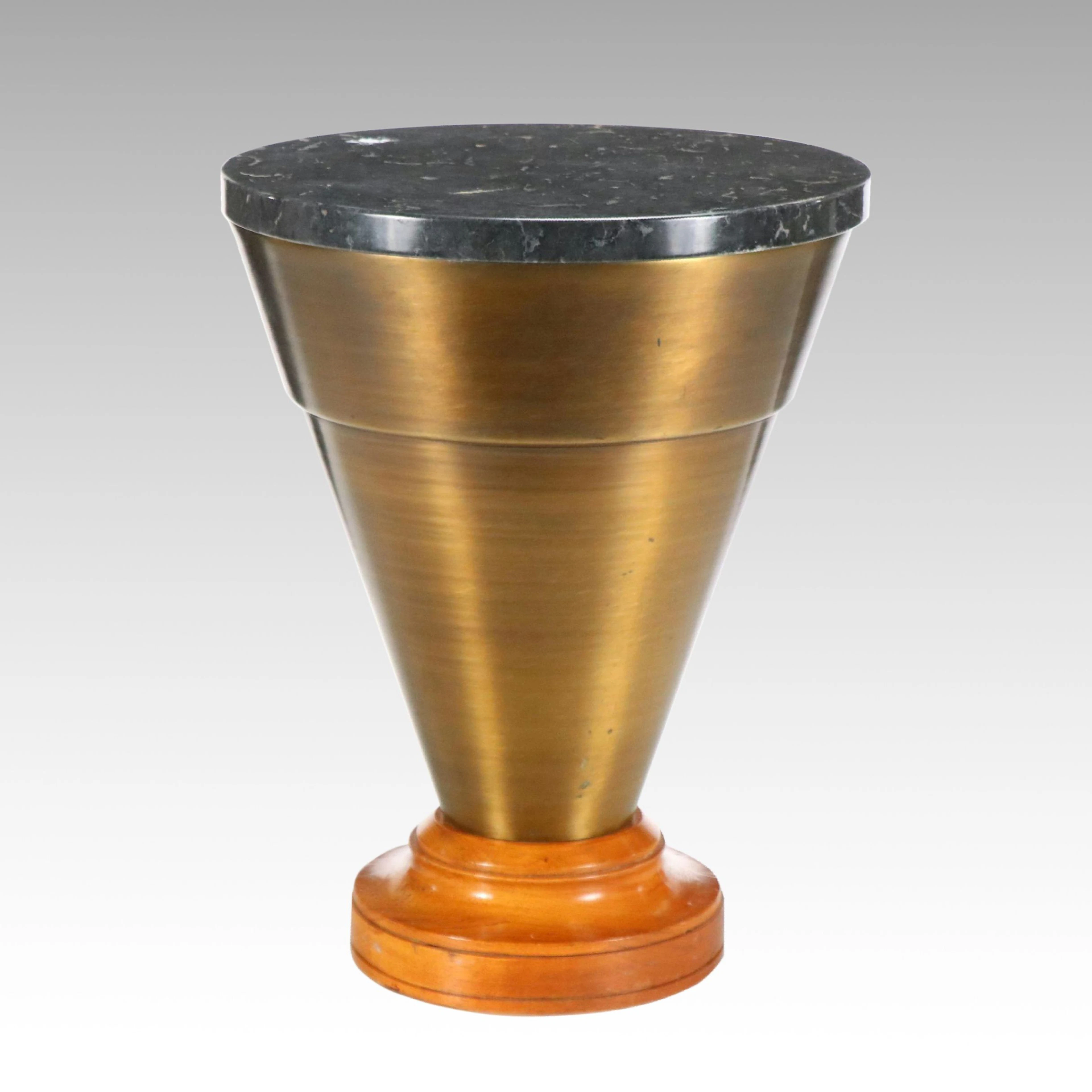 Postmodern Italian Conical Marble and Bronze Finish Accent Table