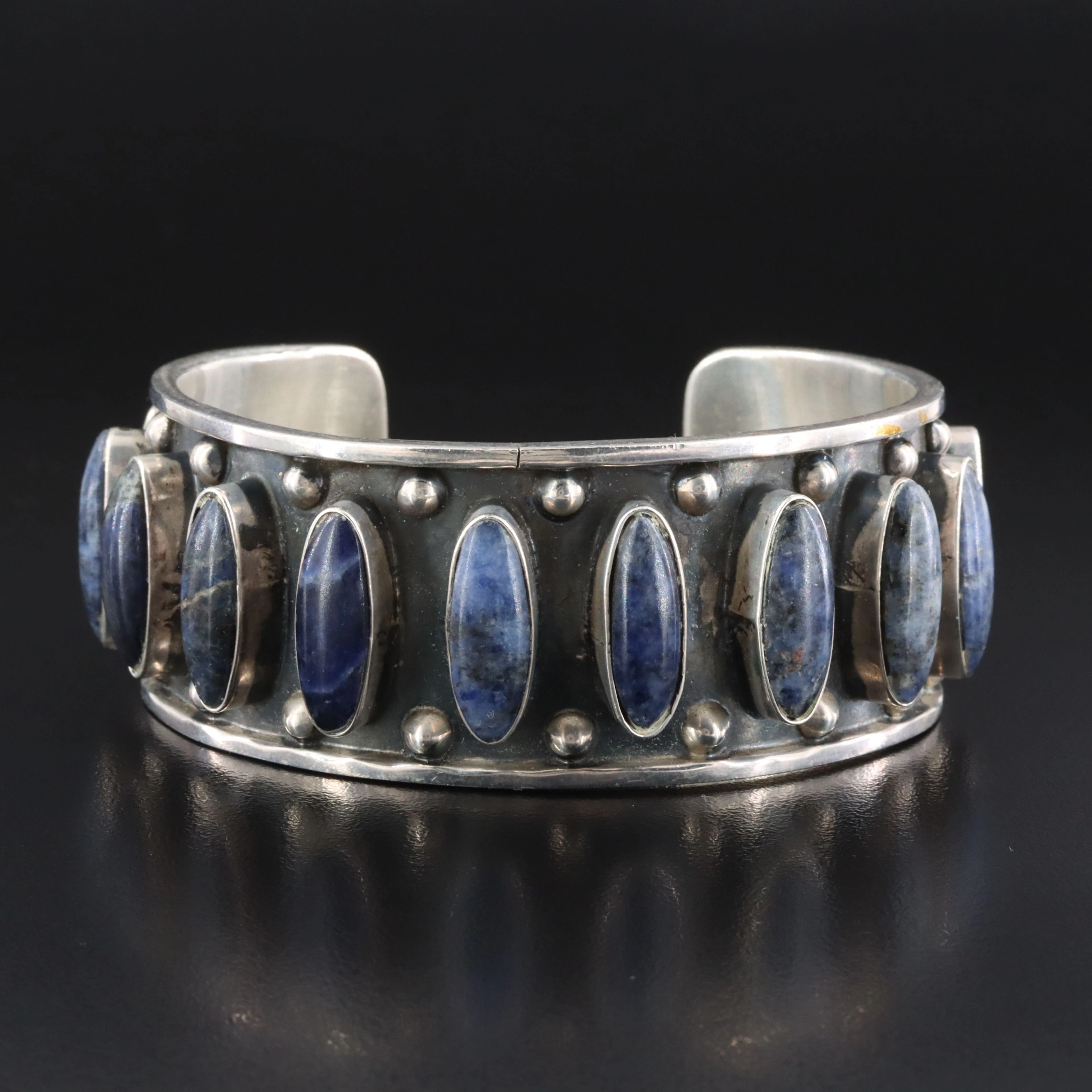 Mexican Sterling Sodalite Cuff Bracelet