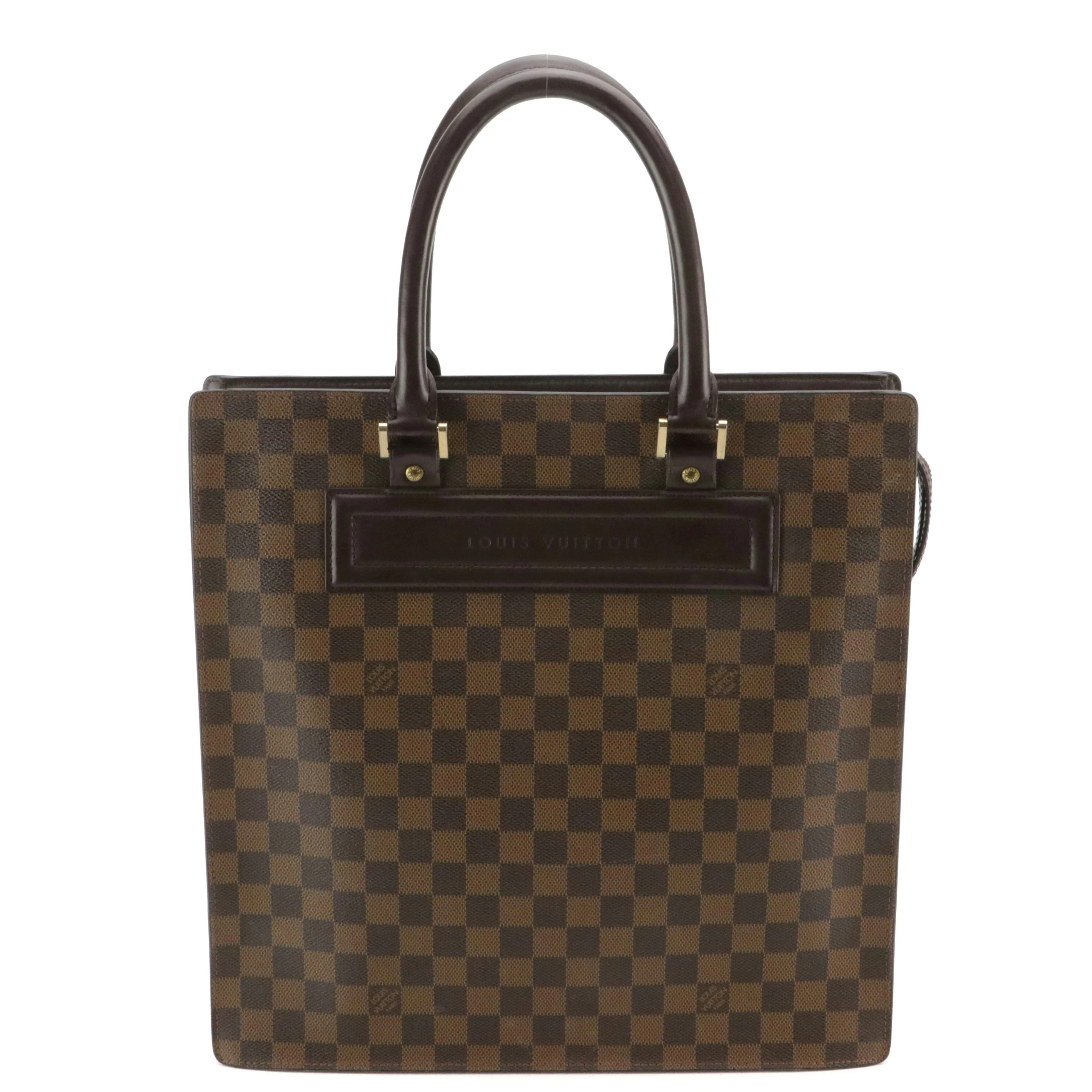 Louis Vuitton Venice Sac Plat Zip Tote Bag in Damier Ebene Canvas and Leather