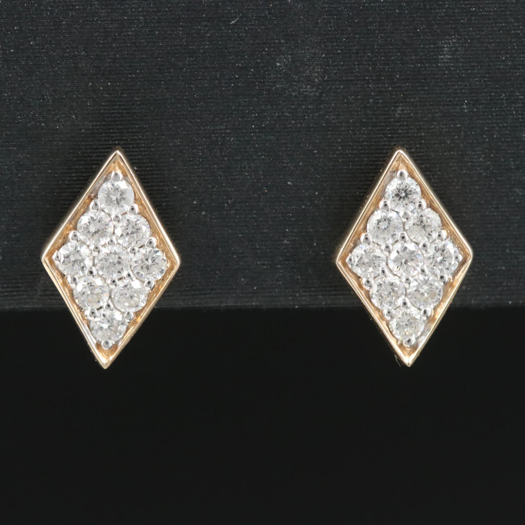 14K 0.27 CTW Diamond Pavé Earrings