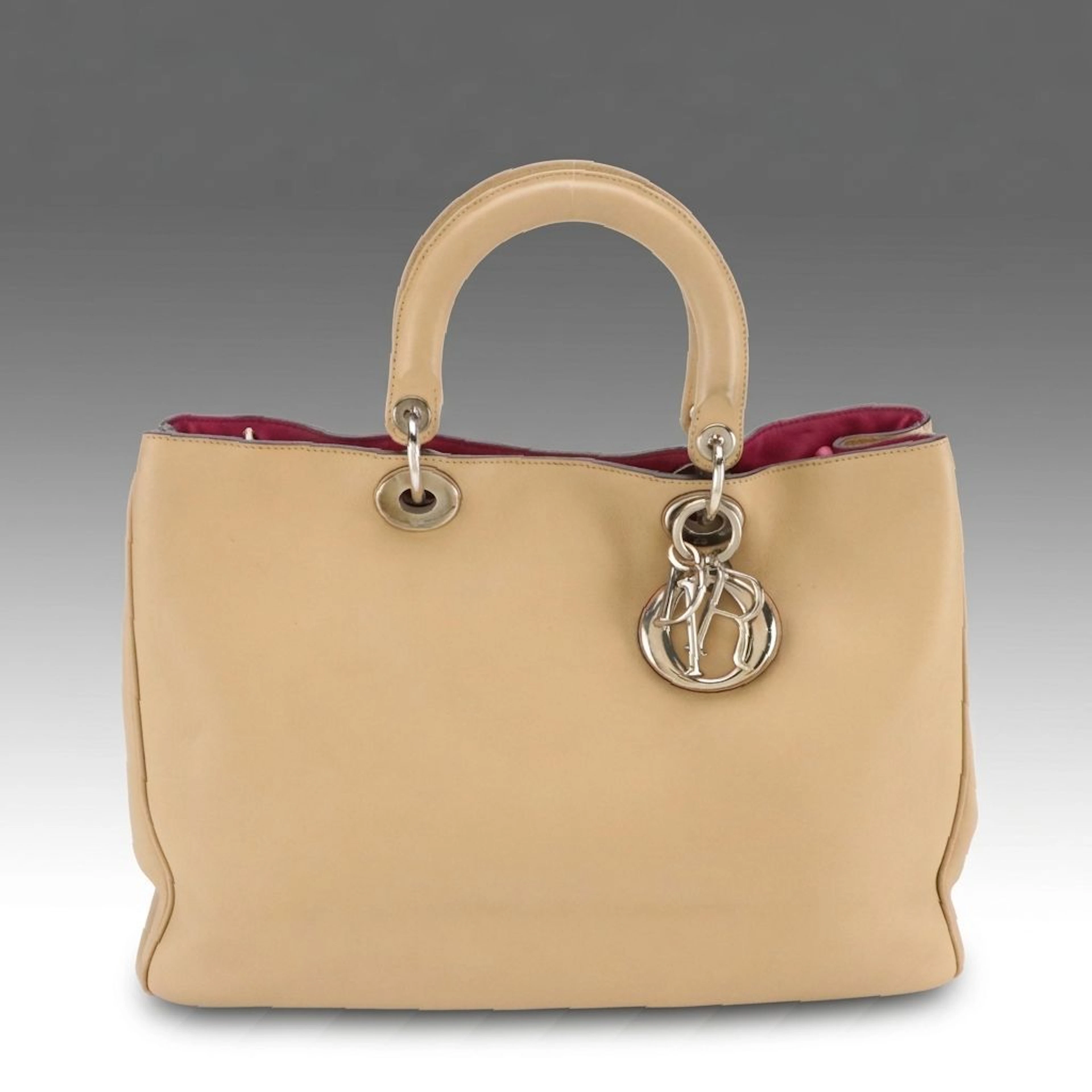 Christian Dior Leather Large Diorissimo Two-Way Tote Bag with Zip Pouch