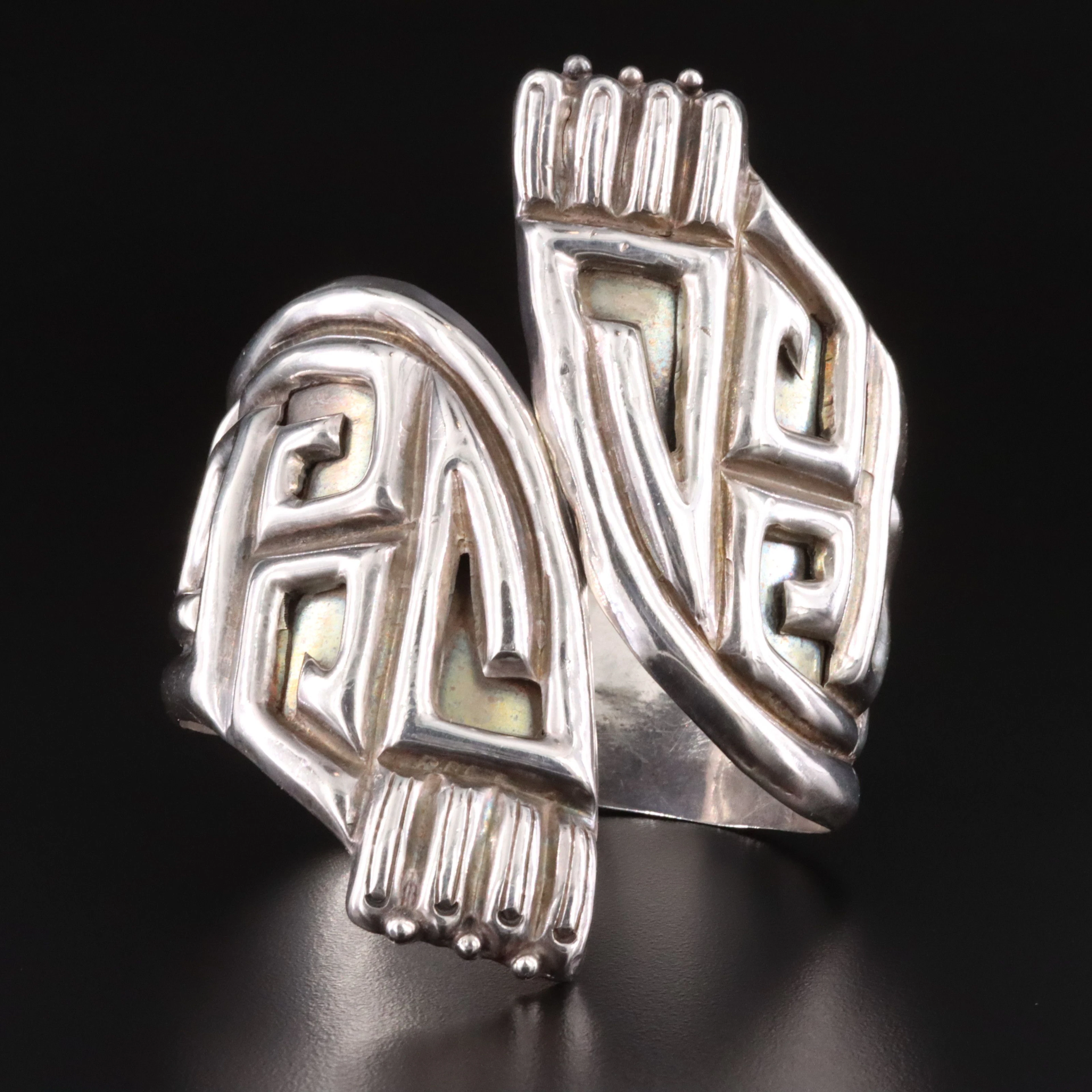 Taxco Sterling Geometric Clamper Cuff