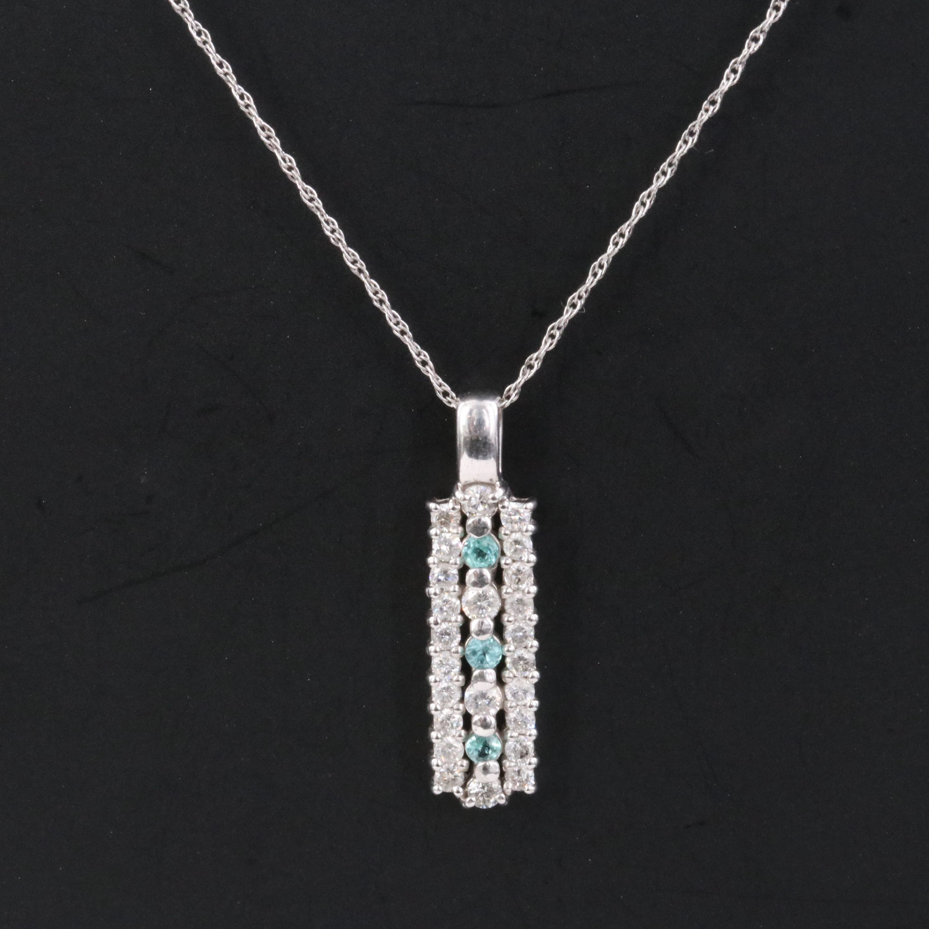 14K Paraiba Tourmaline and 0.41 CTW Diamond Pendant Necklace with IGI Report