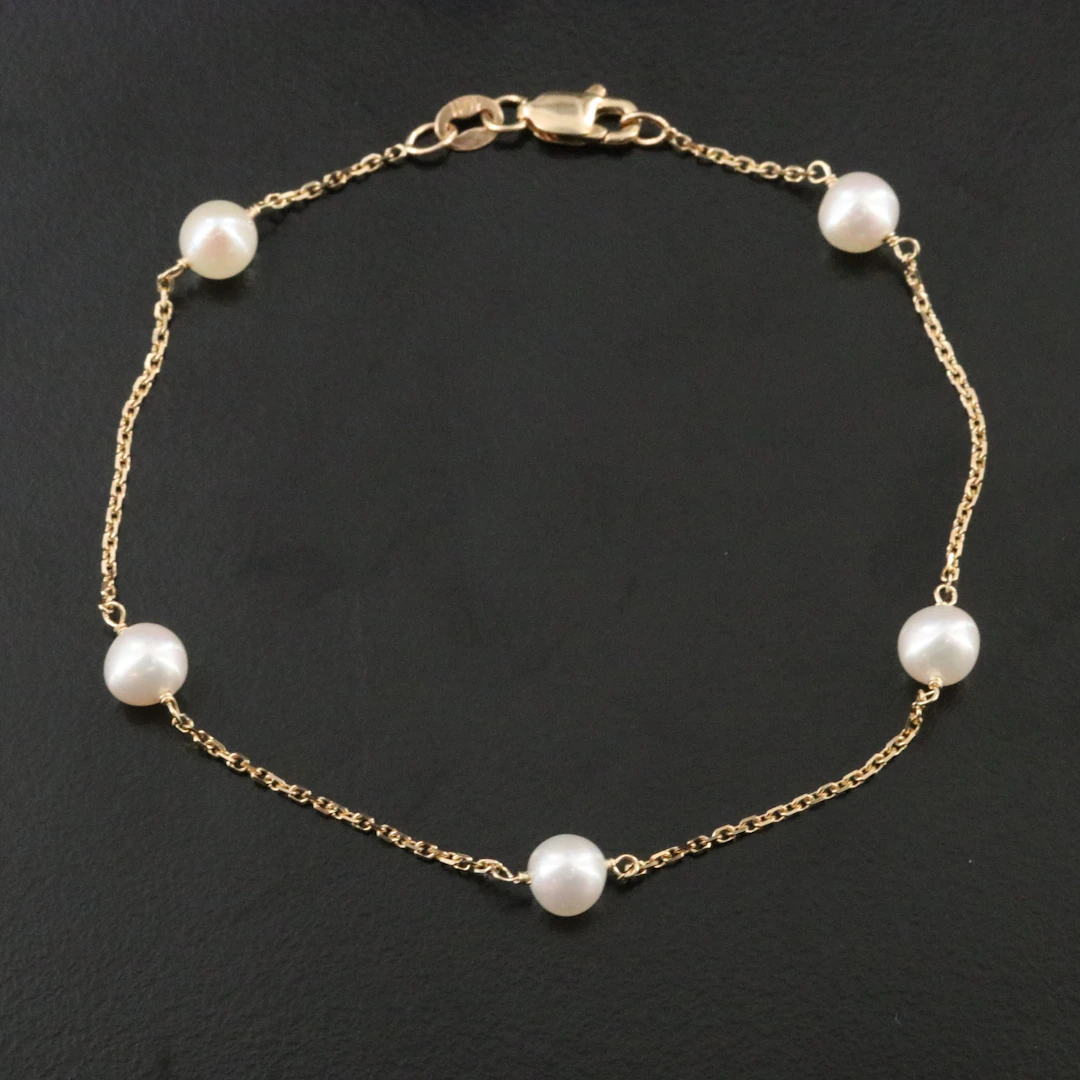 14K Pearl Station Bracelet