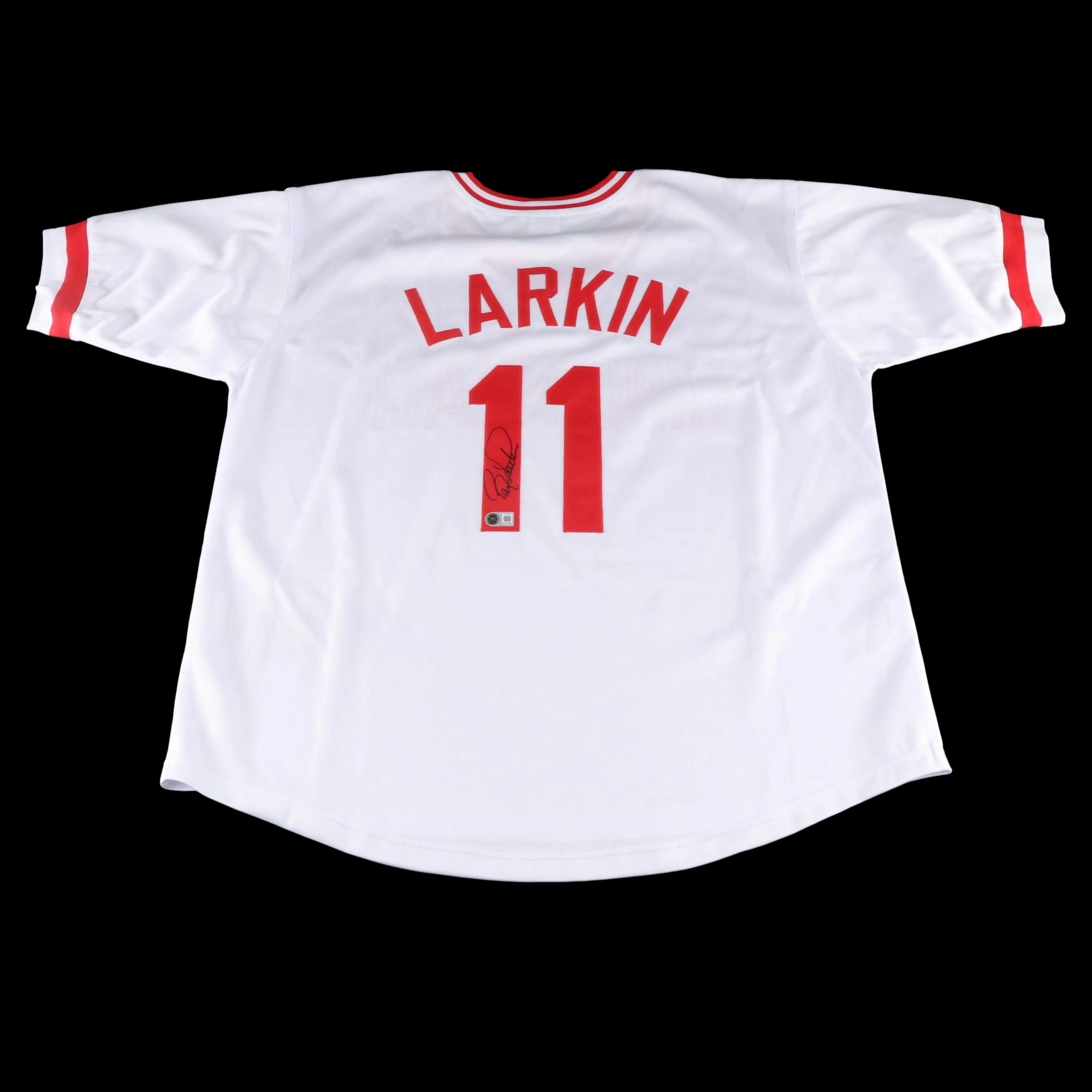 Barry Larkin Signed Cincinnati Reds Baseball Jersey, Beckett