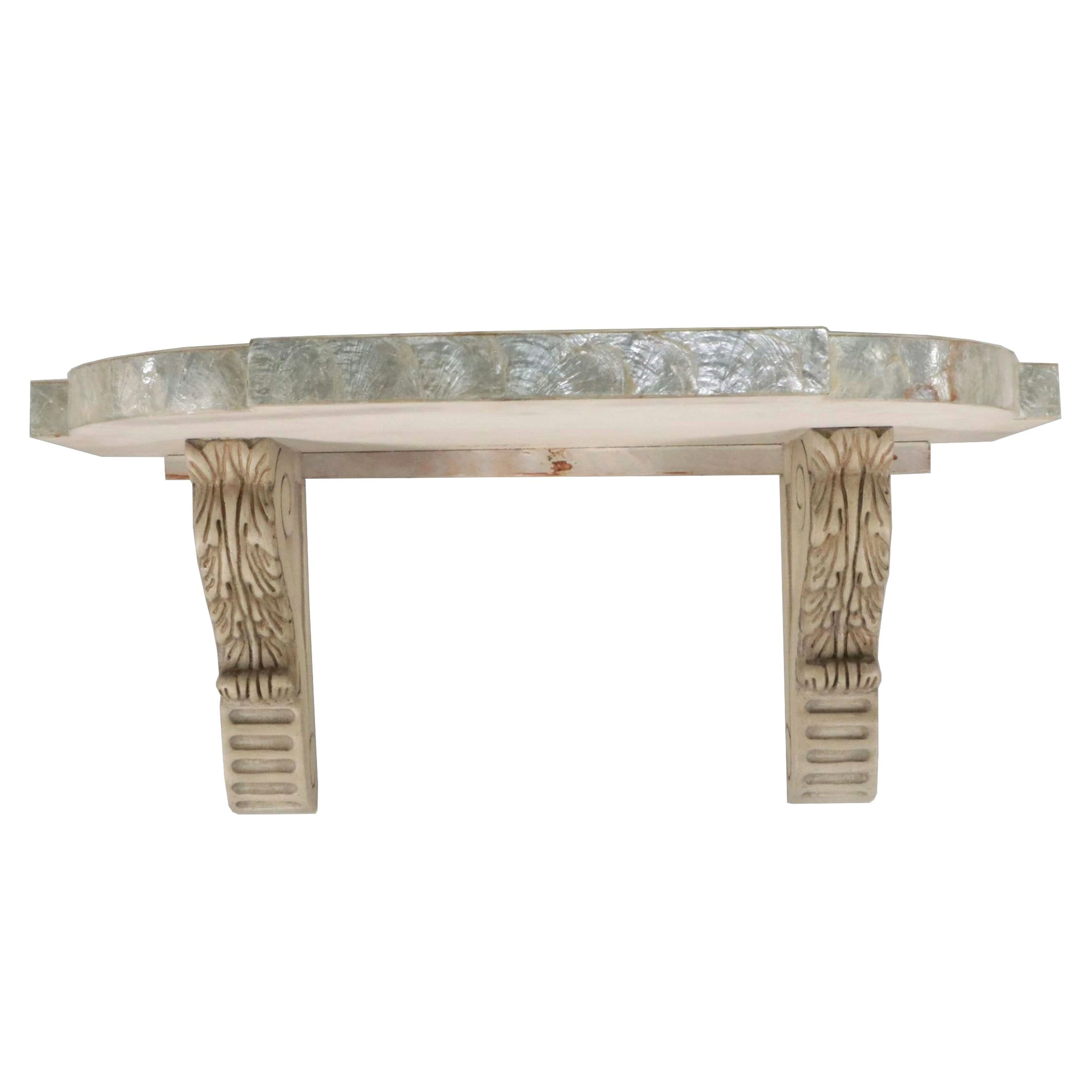 Capiz Shell and Wood Wall Shelf