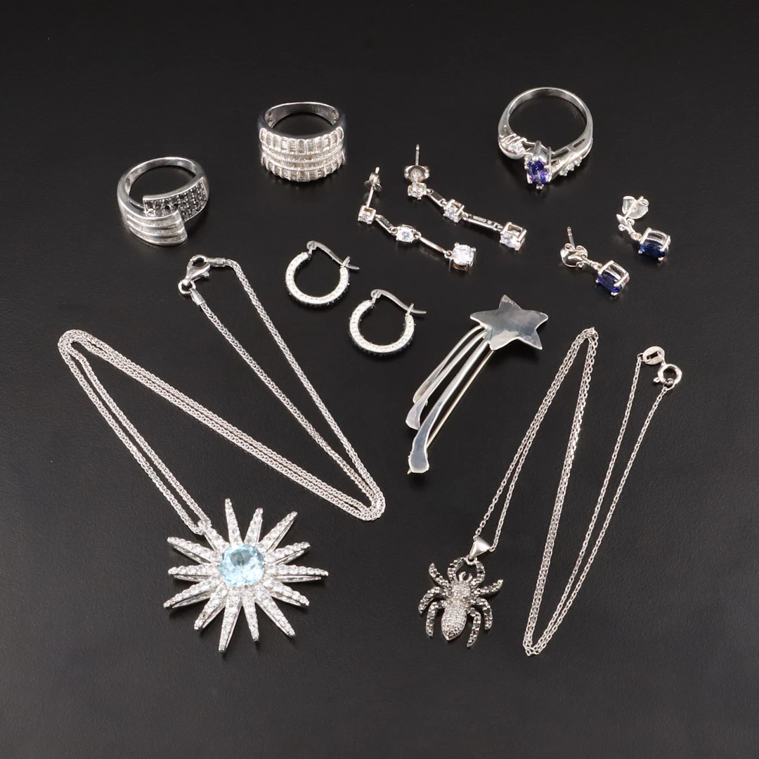Sterling Selection Featuring Pavé Diamond Rings and Spider and CZ Jewelry
