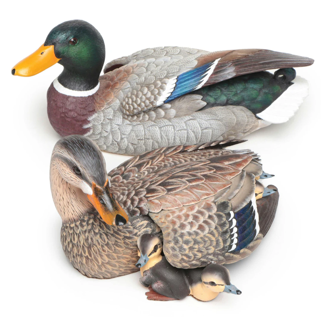 Gosset Wildlife Collection Hen and Chicks with J. B. Garton Mallard Resin Ducks